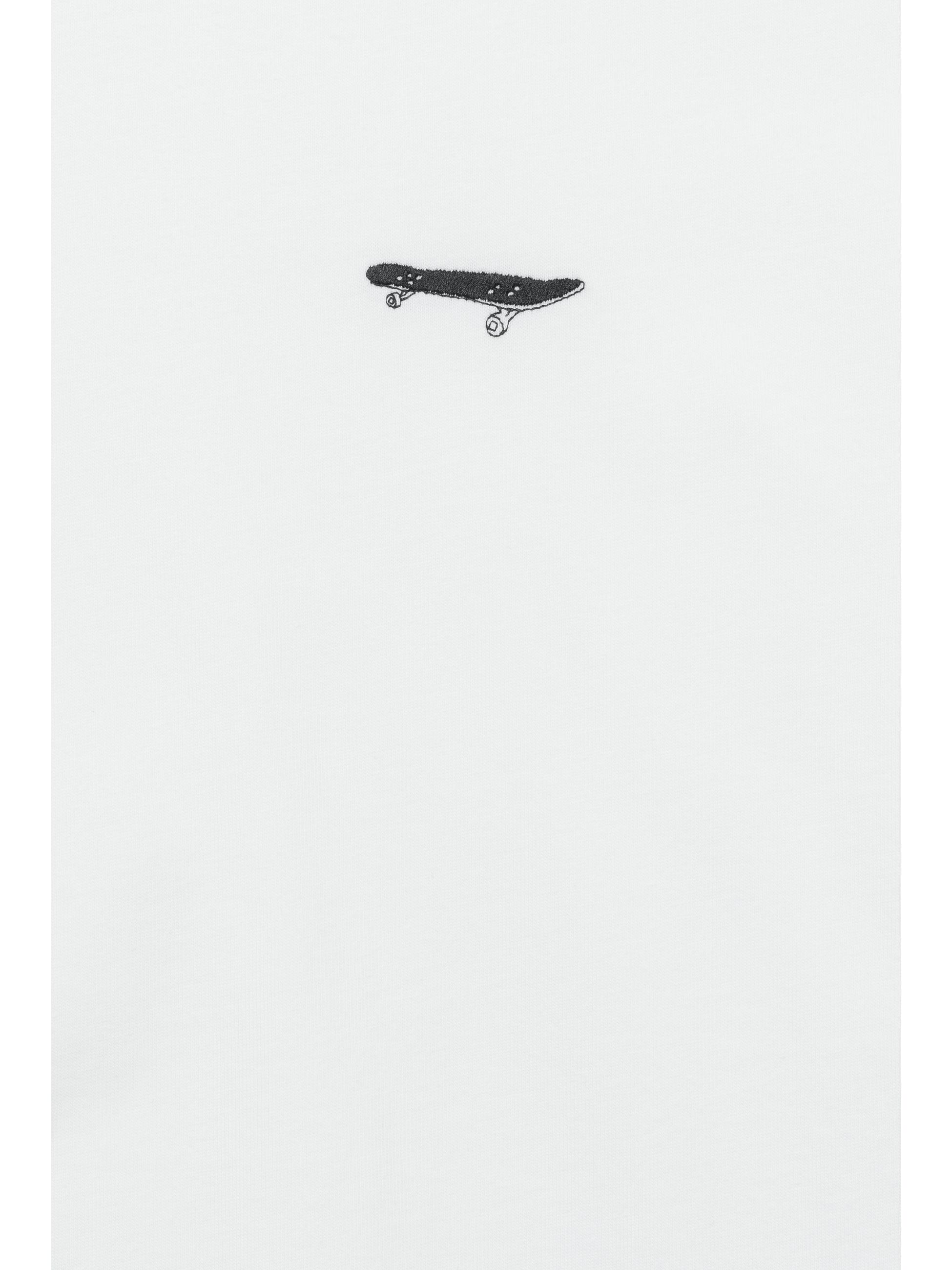 Boxy T-Shirt mit Skateboard-Stickerei "Samms I Gots YOUMODO" White