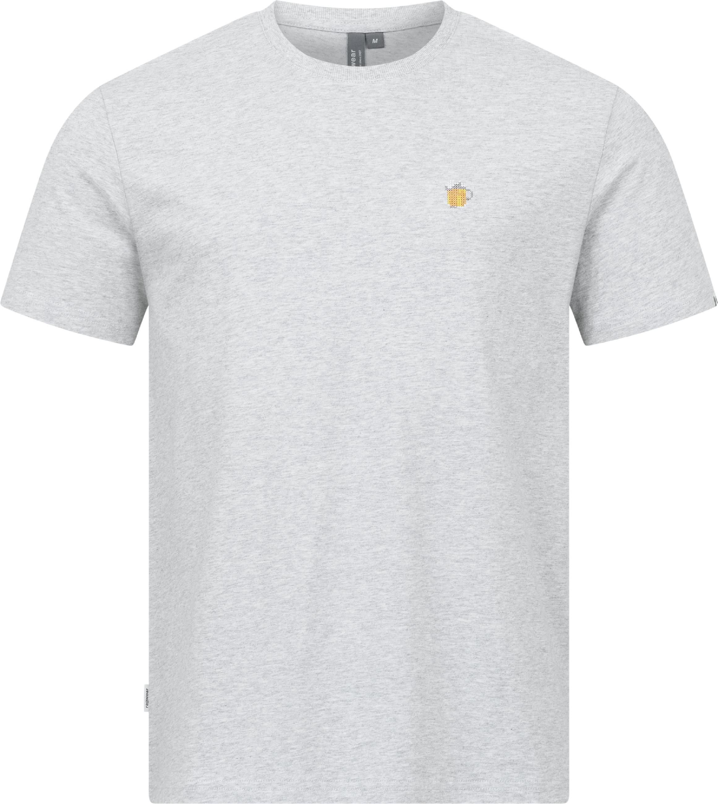 Boxy T-Shirt mit Krug-Stickerei "Samms J Gots YOUMODO" Grey Melange