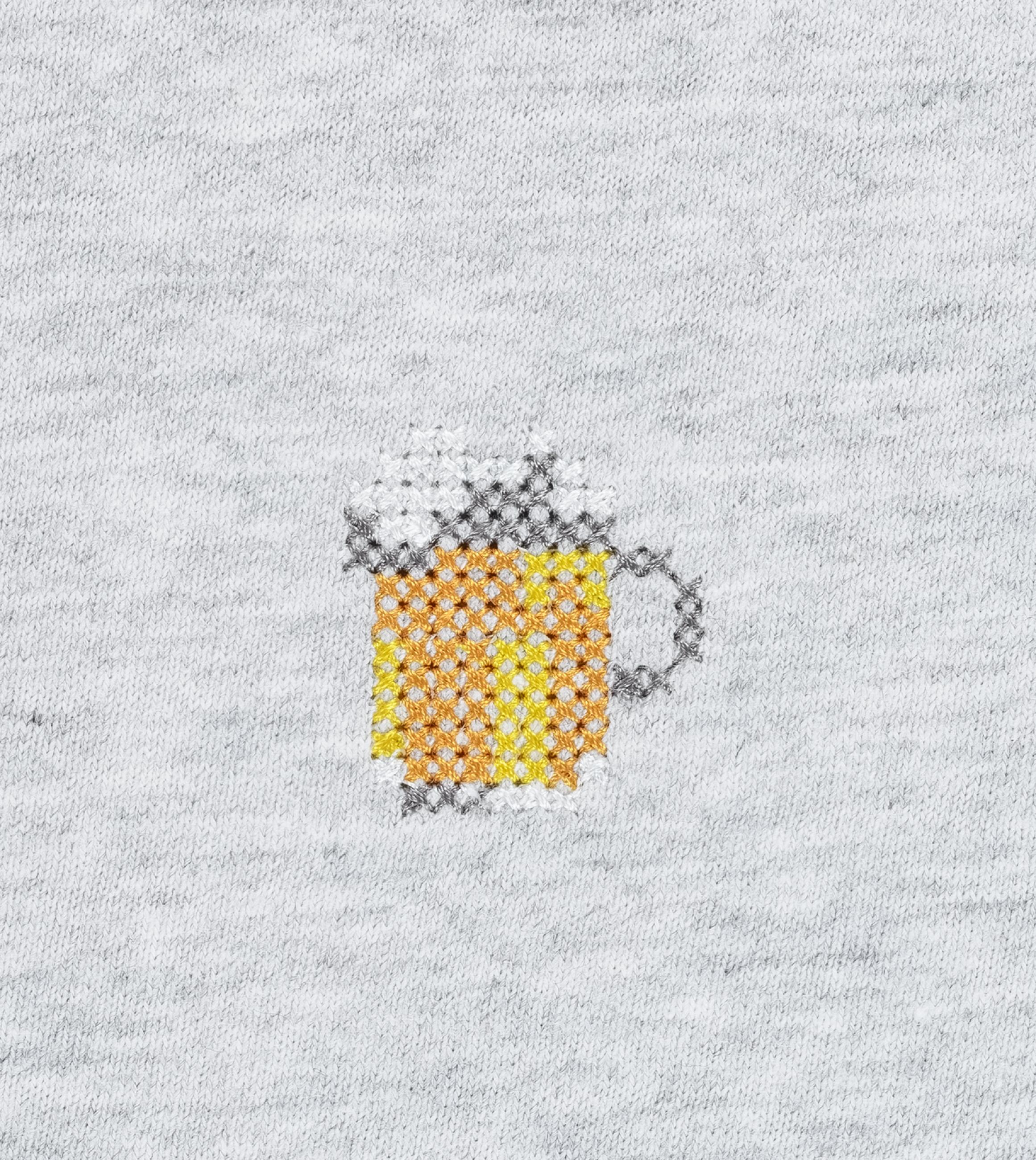 Boxy T-Shirt mit Krug-Stickerei "Samms J Gots YOUMODO" Grey Melange