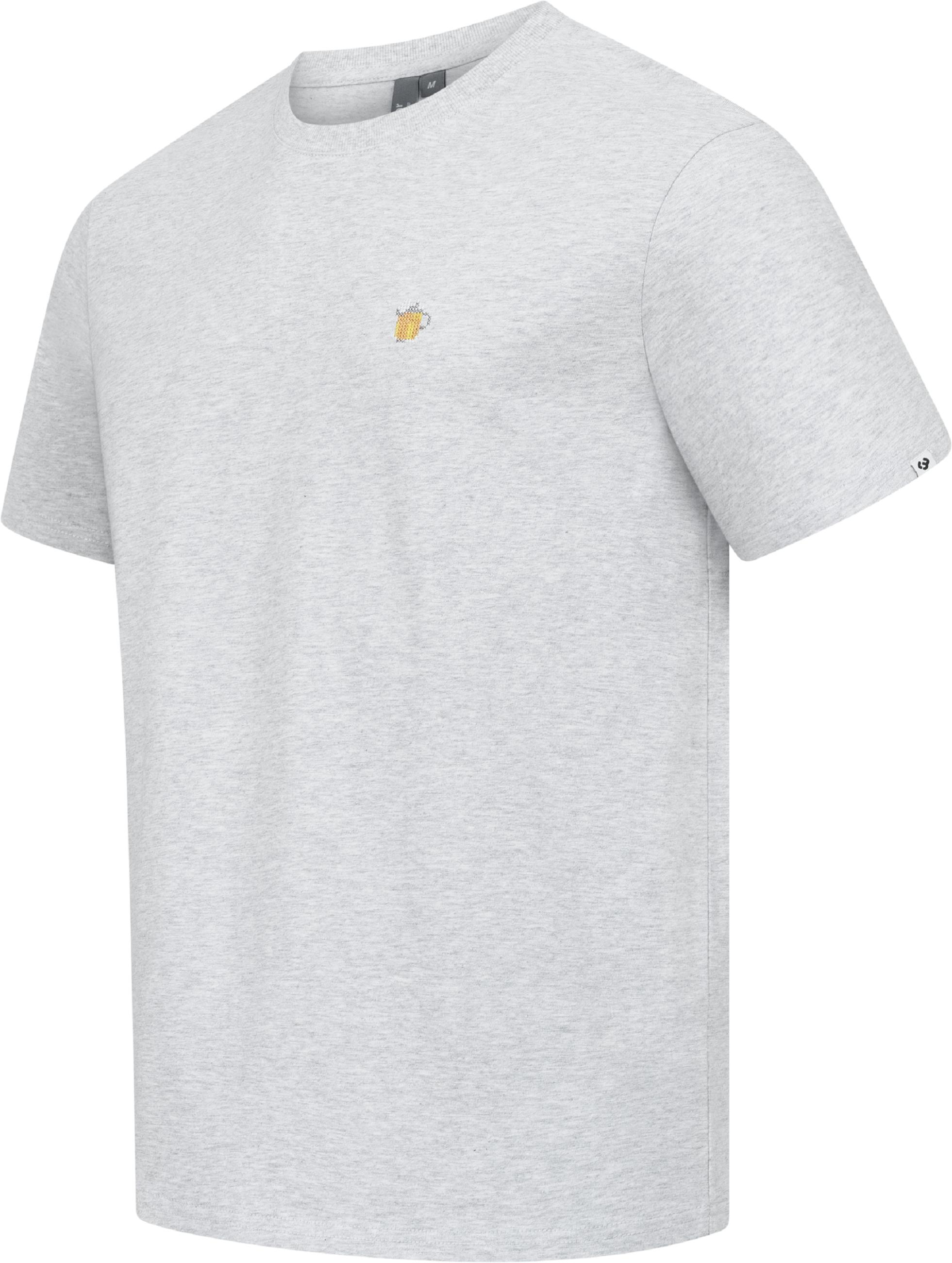 Boxy T-Shirt mit Krug-Stickerei "Samms J Gots YOUMODO" Grey Melange
