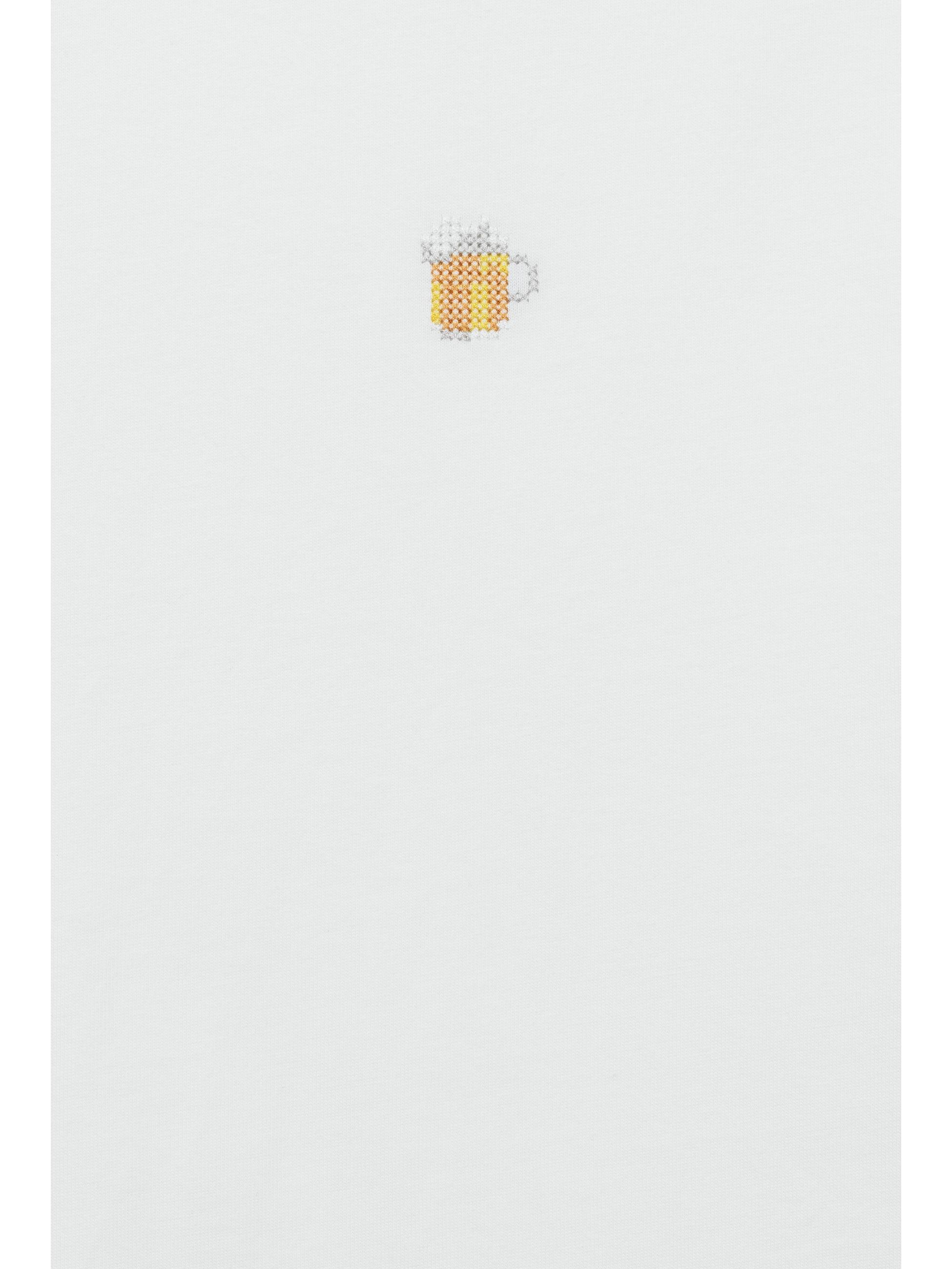 Boxy T-Shirt mit Bierkrug-Stickerei "Samms J Gots YOUMODO" White