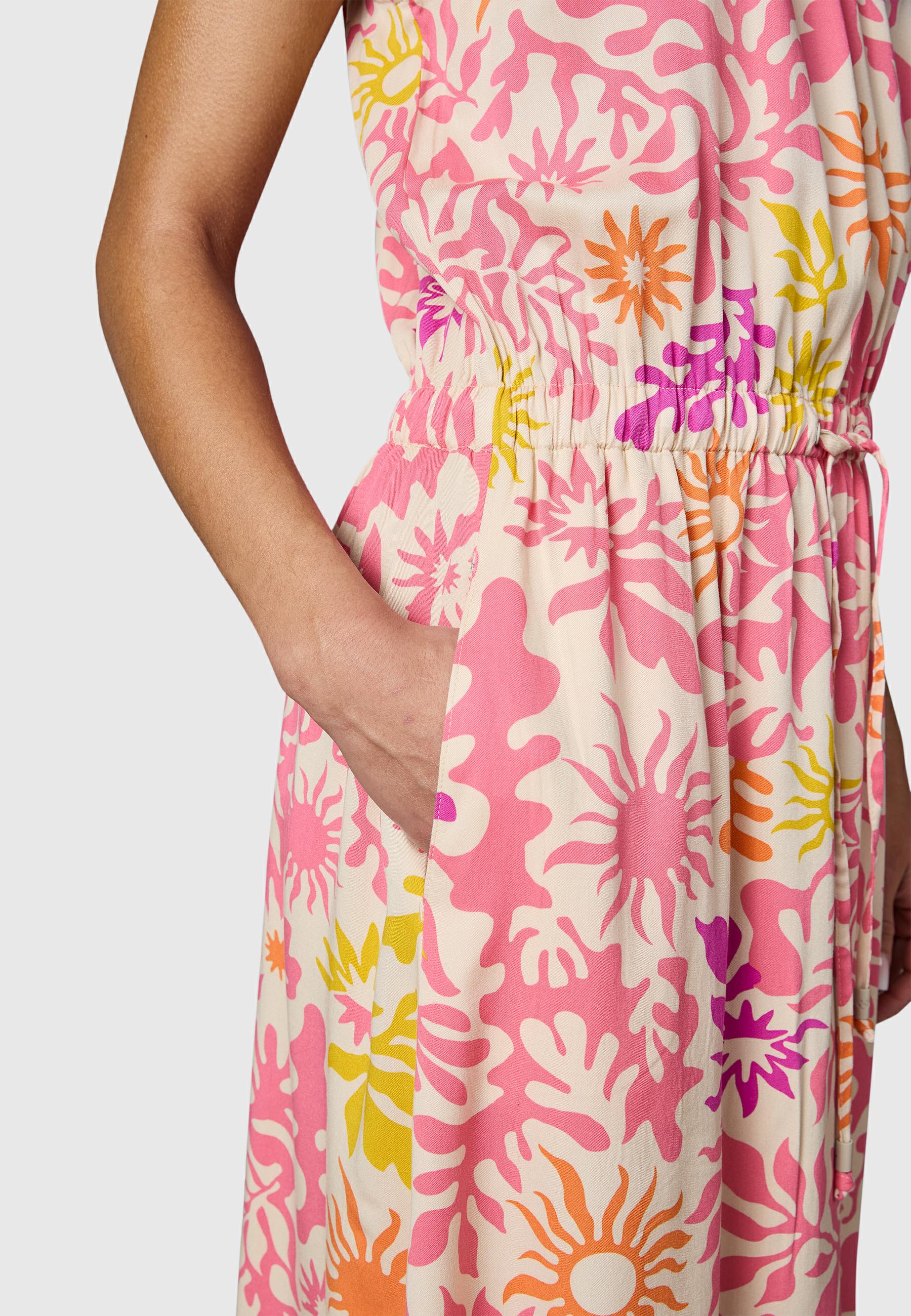 kurzes Sommerkleid mit Schnürung "Sanai Print" Pink Combo