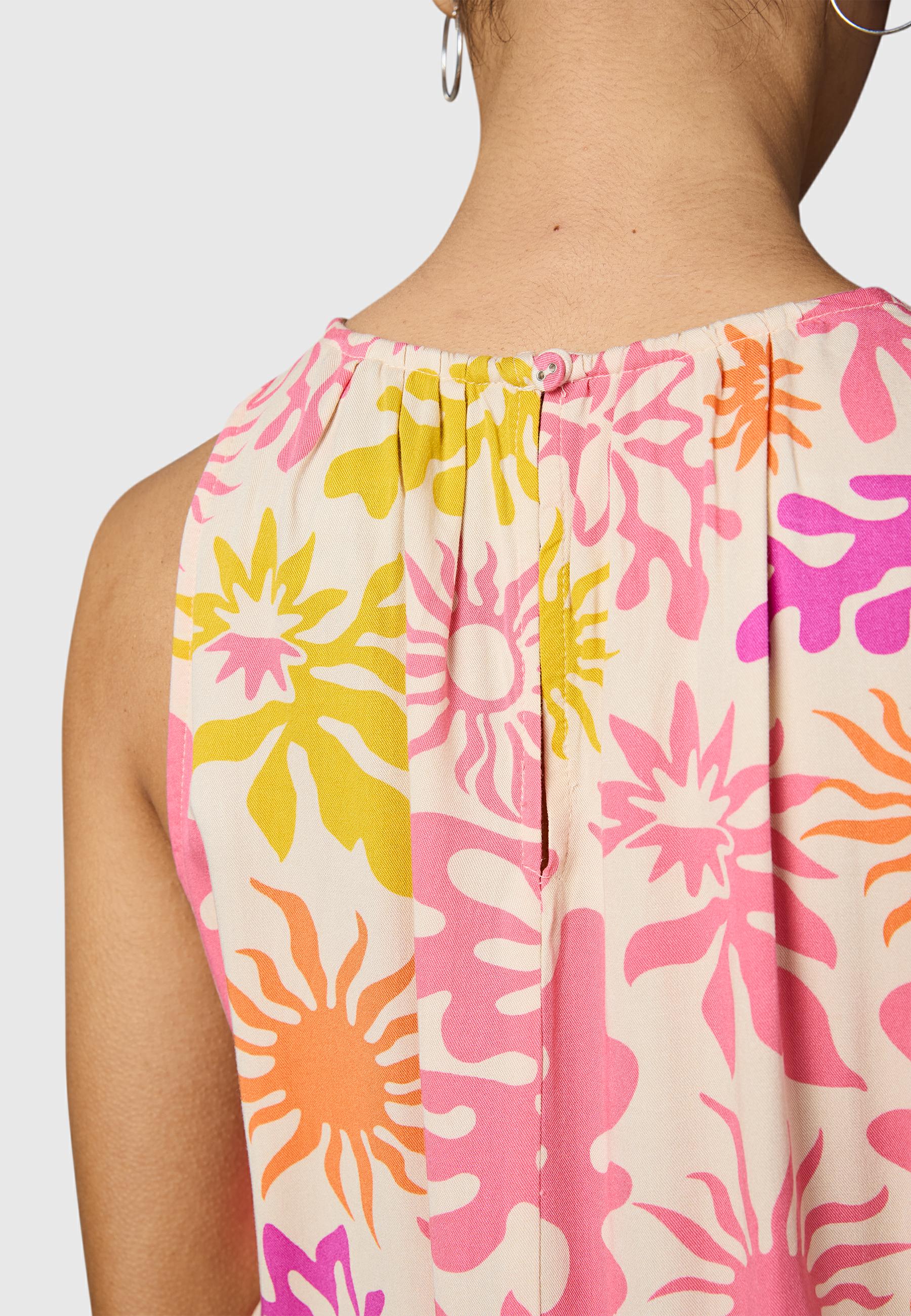 kurzes Sommerkleid mit Schnürung "Sanai Print" Pink Combo