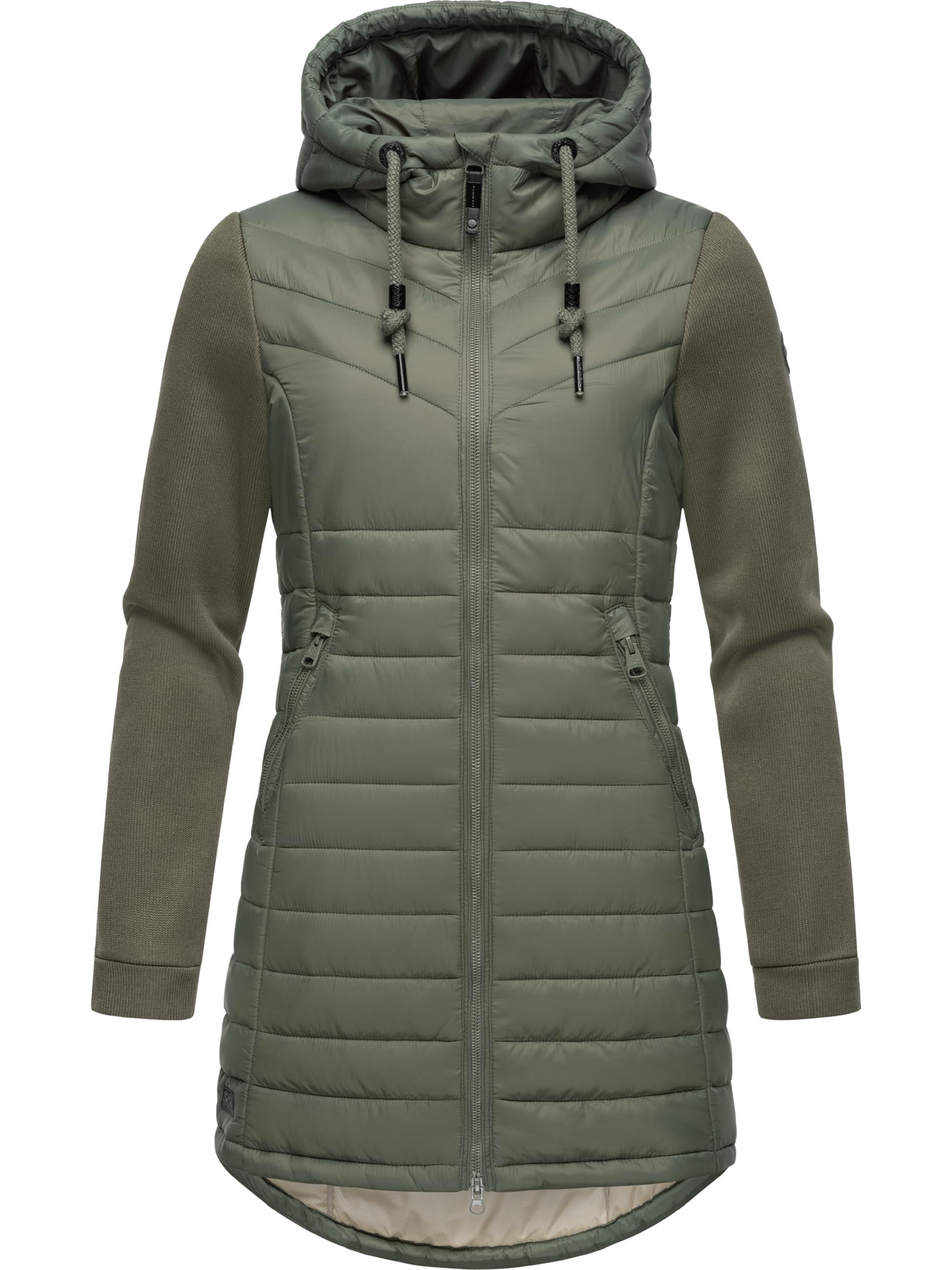 Lange Übergangsjacke mit Kapuze "Sandrra Long" Olive