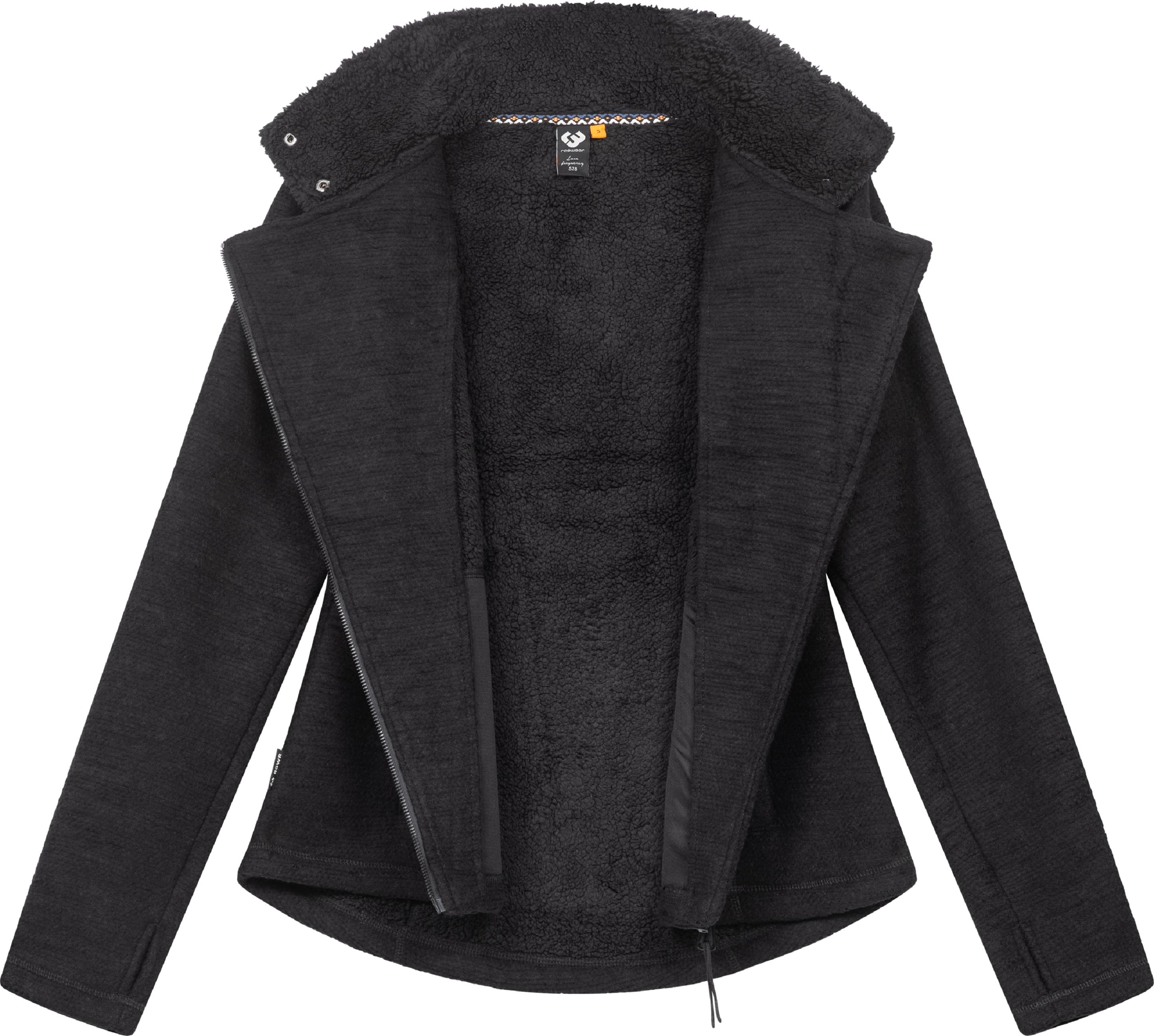 Weiche Strickjacke mit Teddyfell-Futter "Saskie Melange" Black