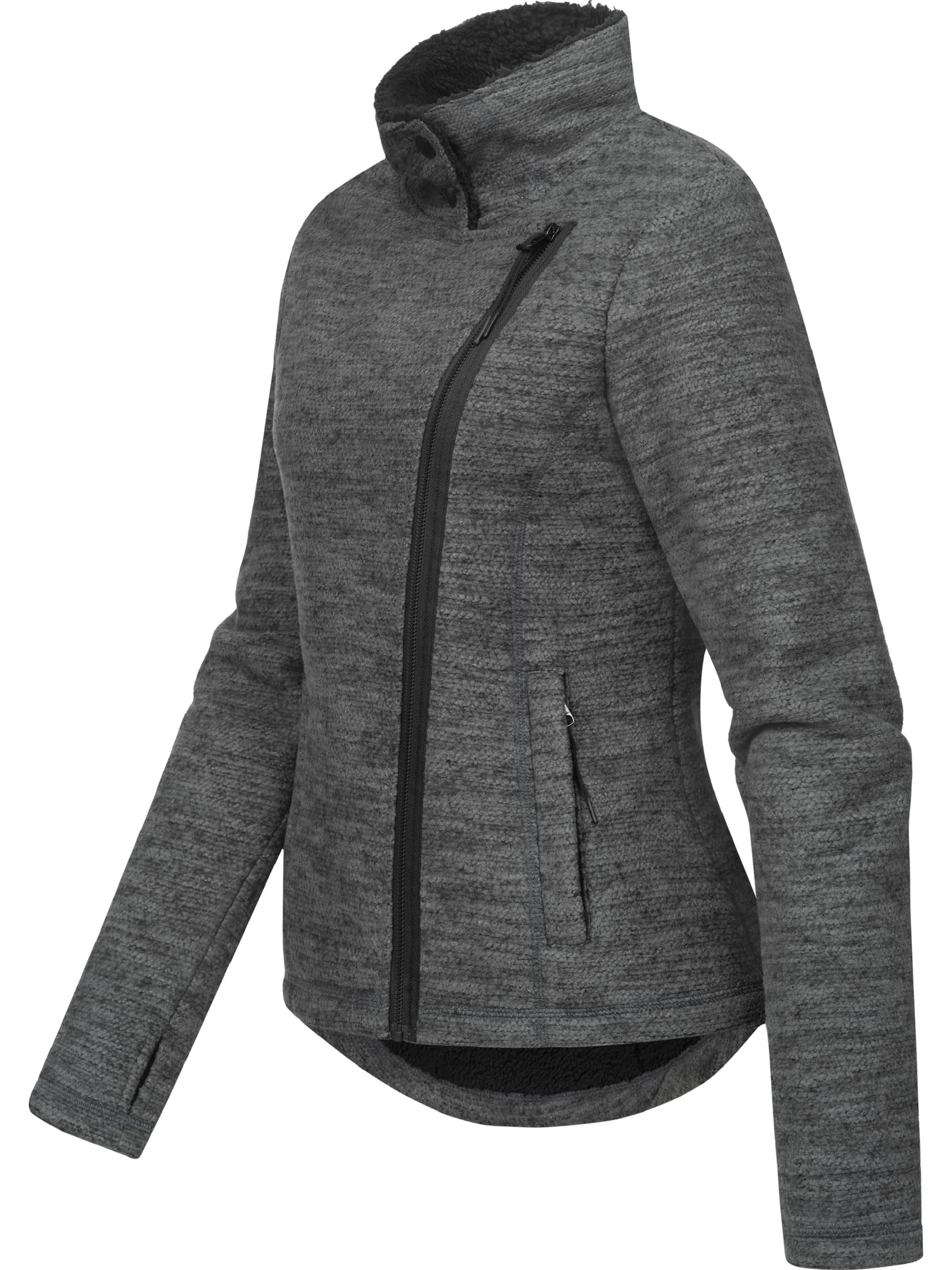 Weiche Strickjacke mit Teddyfell-Futter "Saskie Melange" Dark Grey