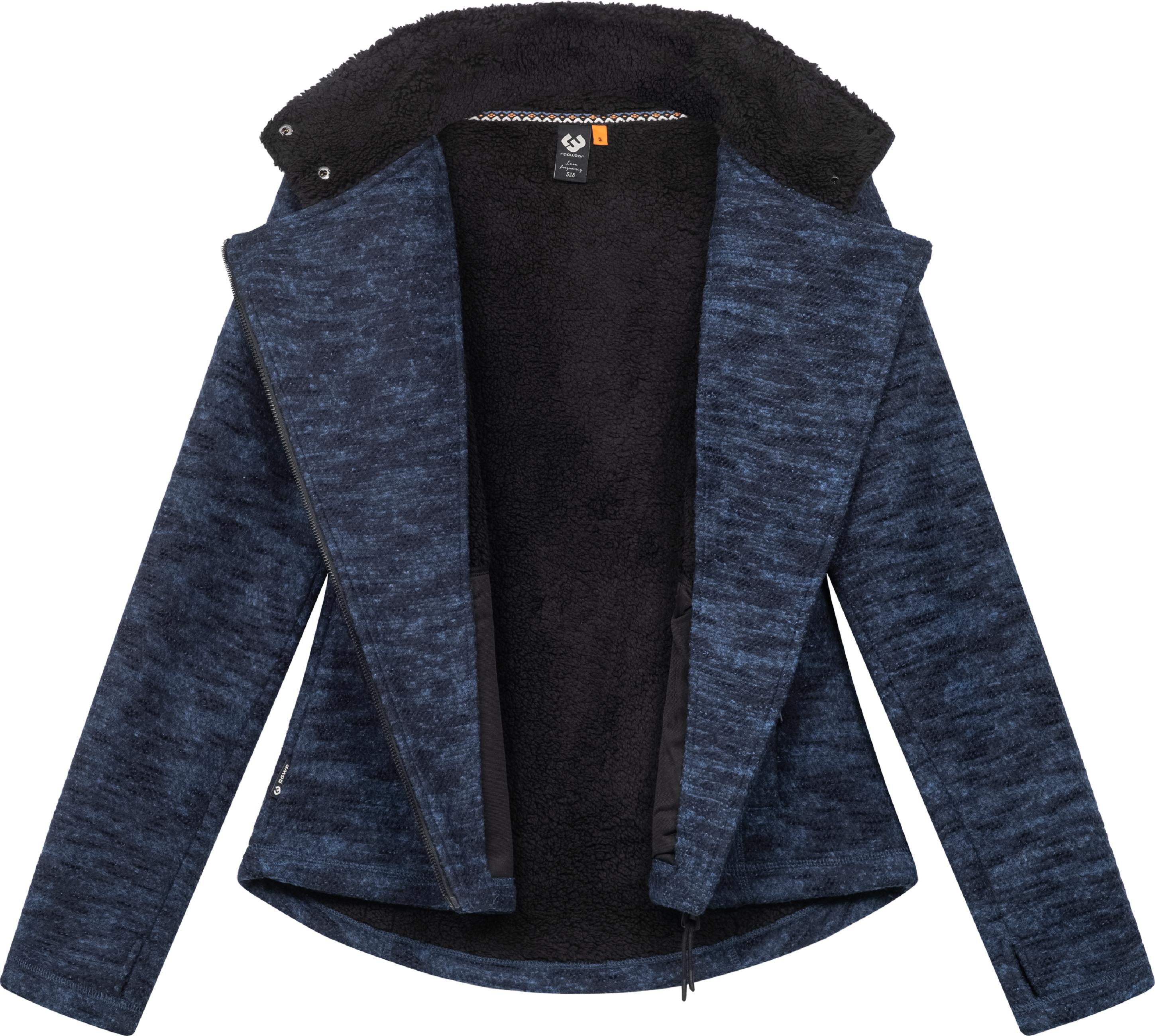 Weiche Strickjacke mit Teddyfell-Futter "Saskie Melange" Navy