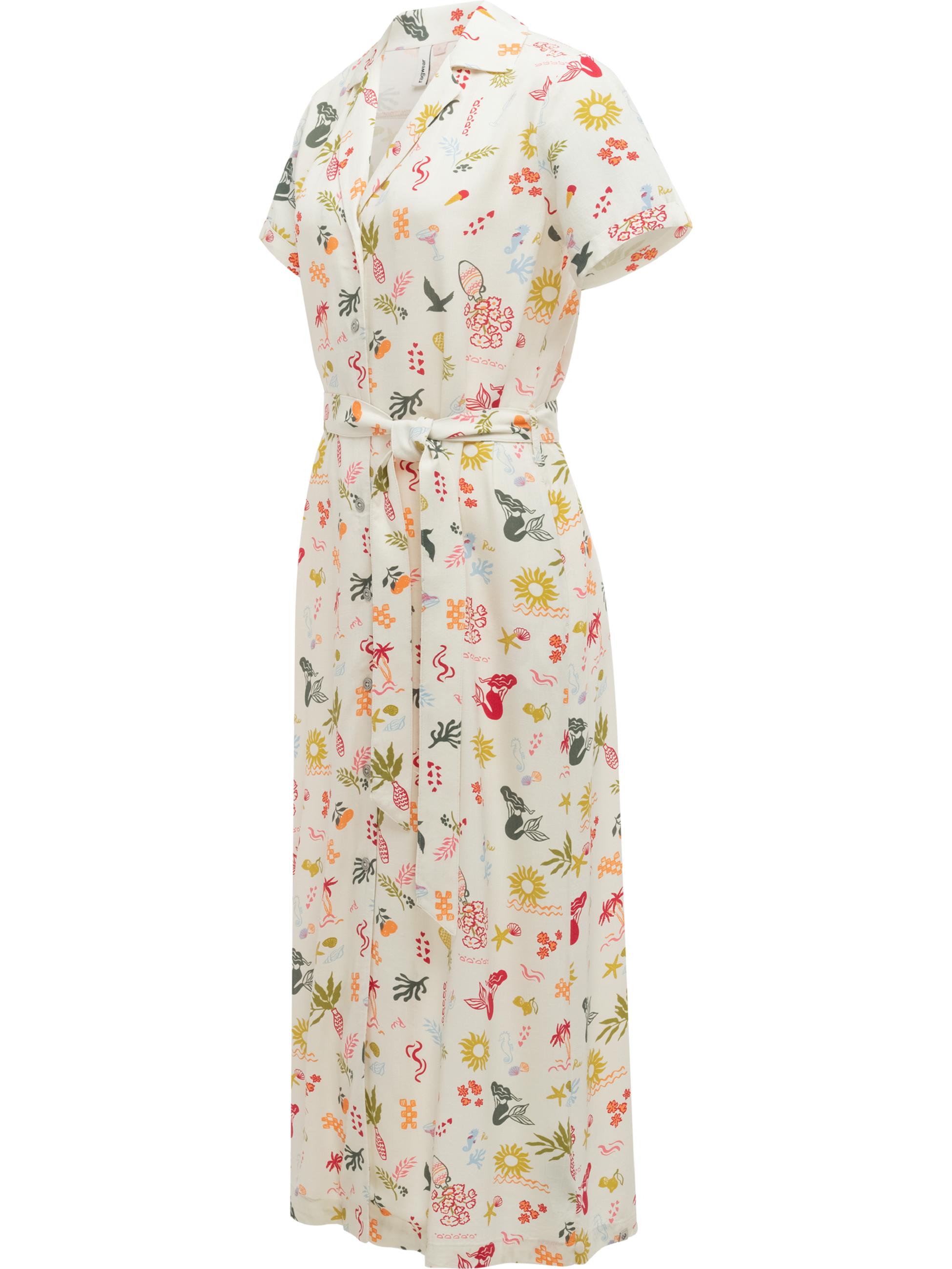 Midikleid mit Allover-Print "Sawira Long Print" Ivory