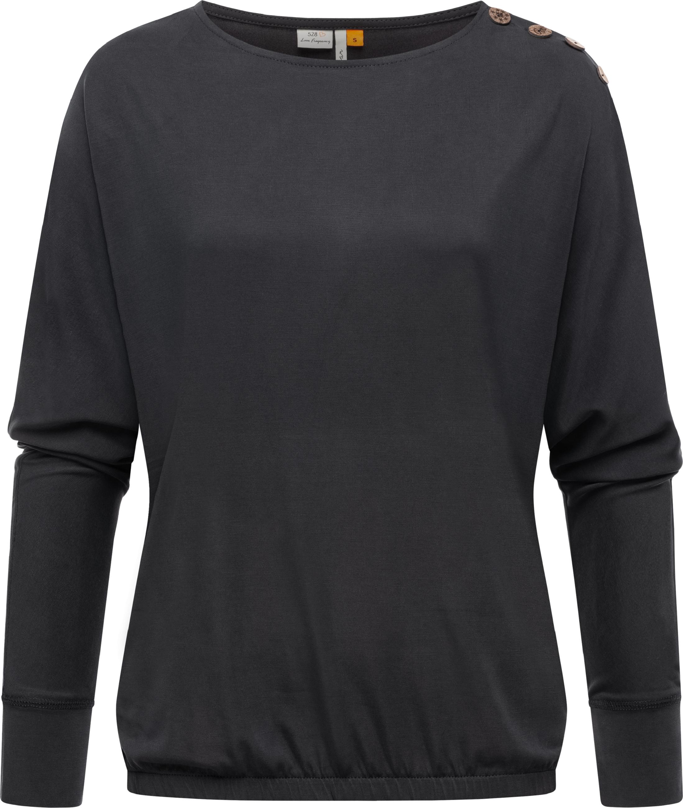Leichtes Lamgarm-Shirt mit Knöpfen "Sedda" Black