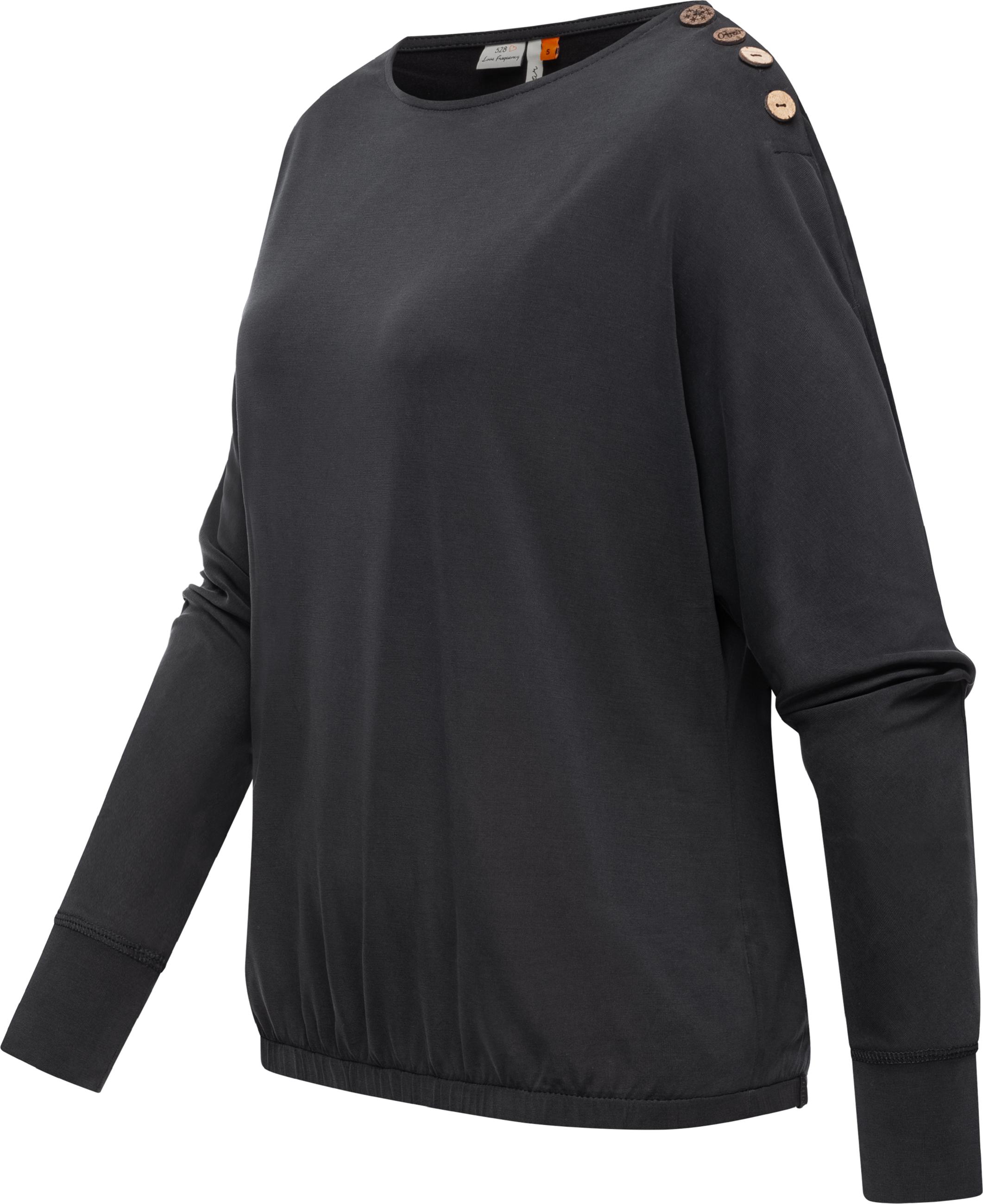 Leichtes Lamgarm-Shirt mit Knöpfen "Sedda" Black