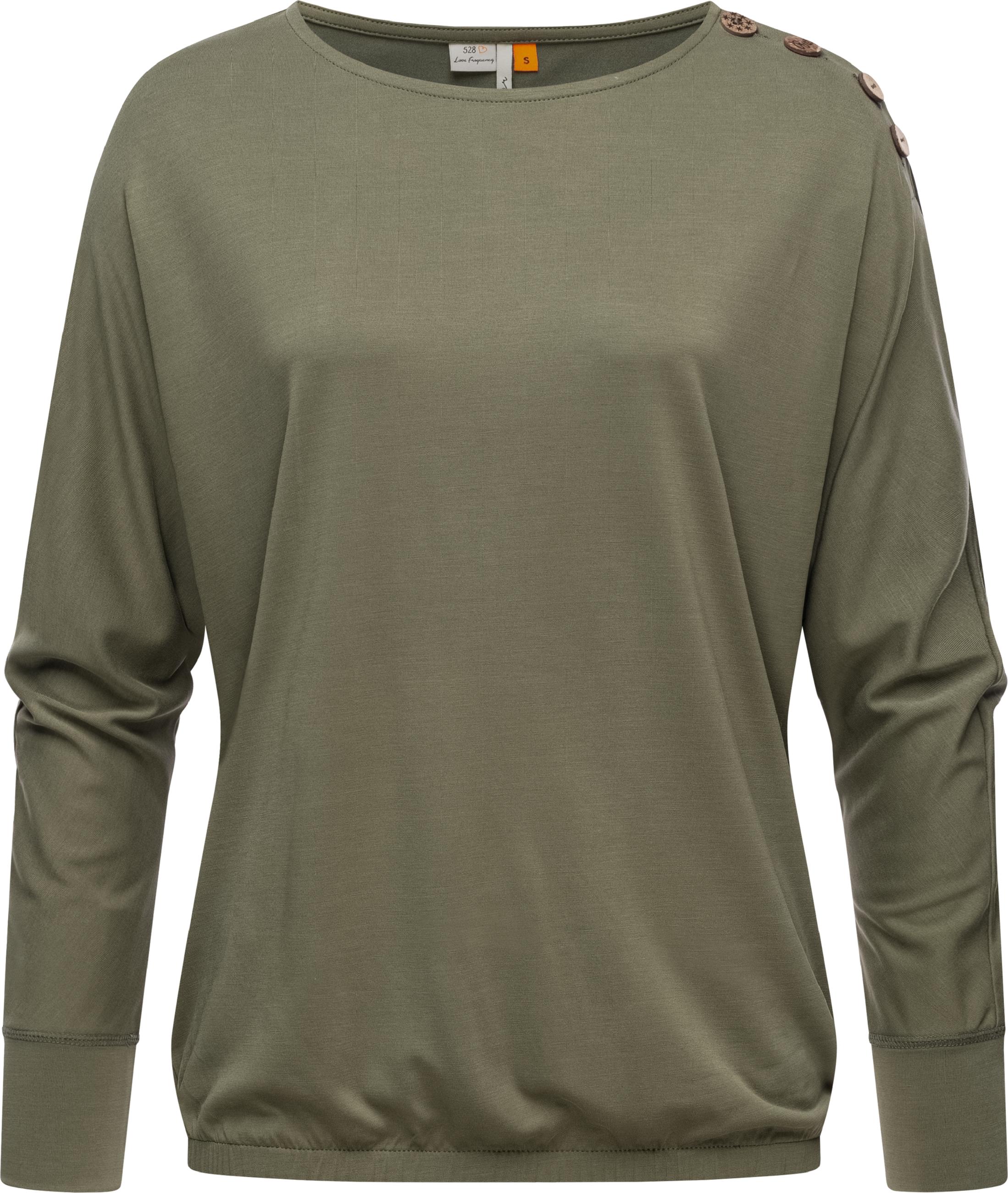 Leichtes Lamgarm-Shirt mit Knöpfen "Sedda" Olive