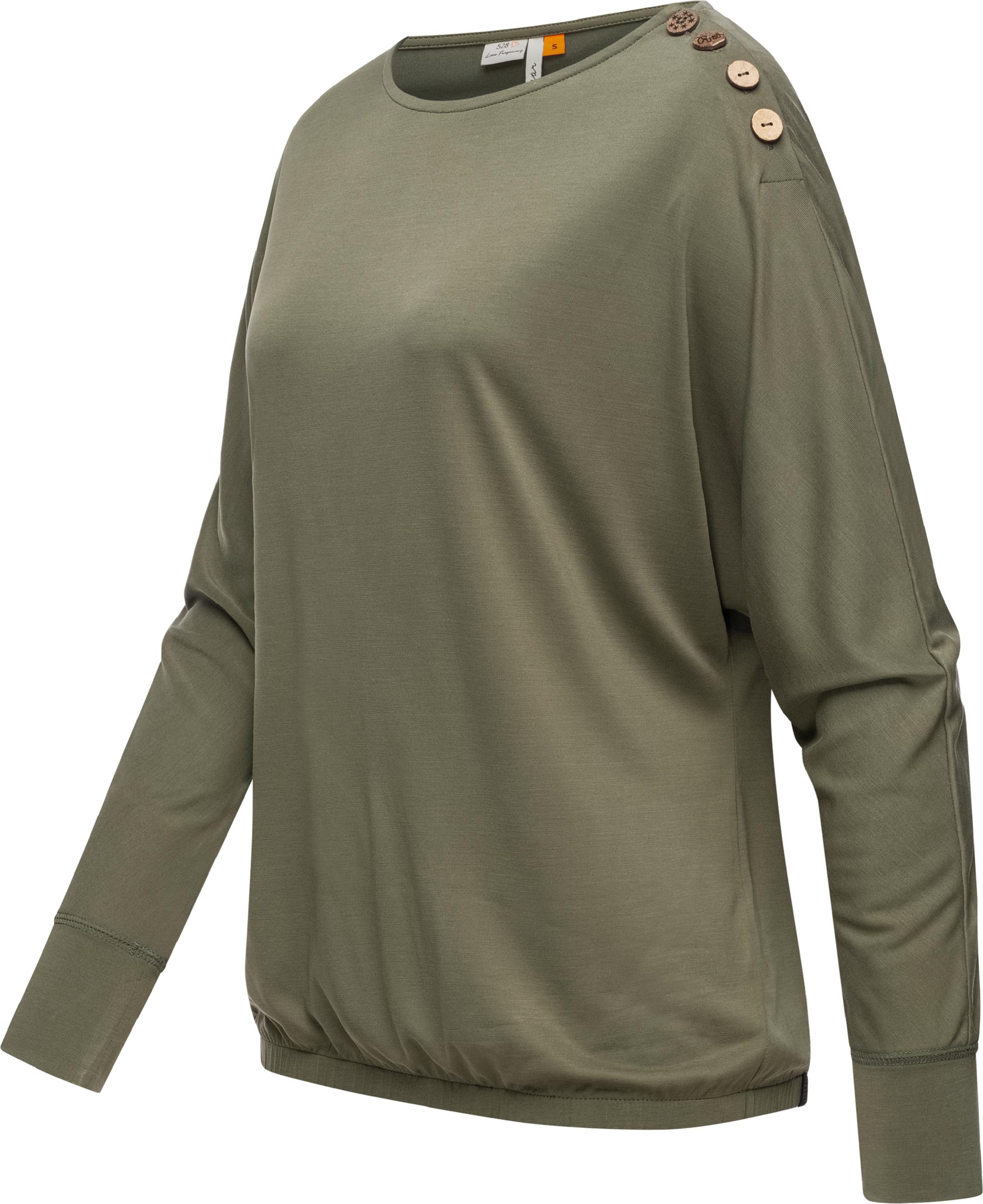 Leichtes Lamgarm-Shirt mit Knöpfen "Sedda" Olive