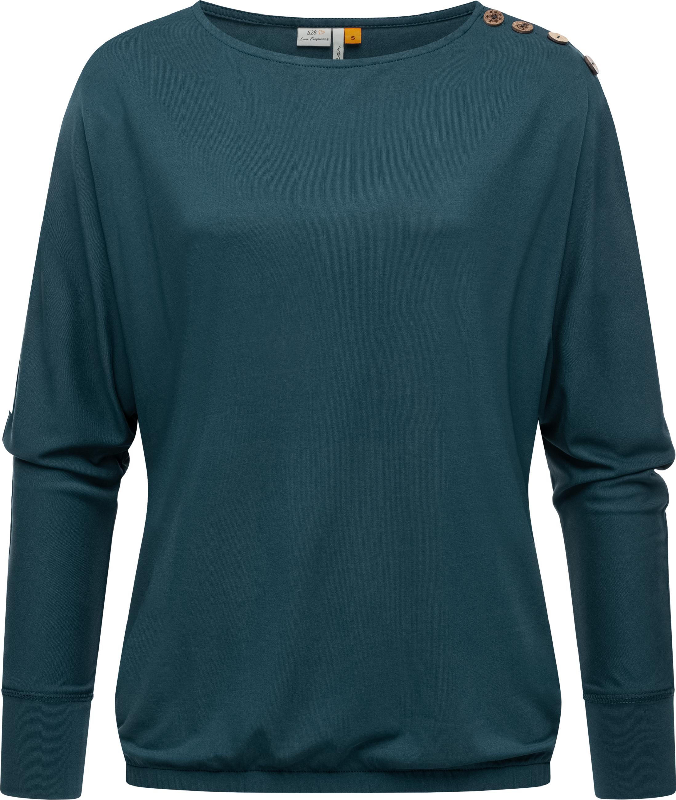 Leichtes Lamgarm-Shirt mit Knöpfen "Sedda" Petrol