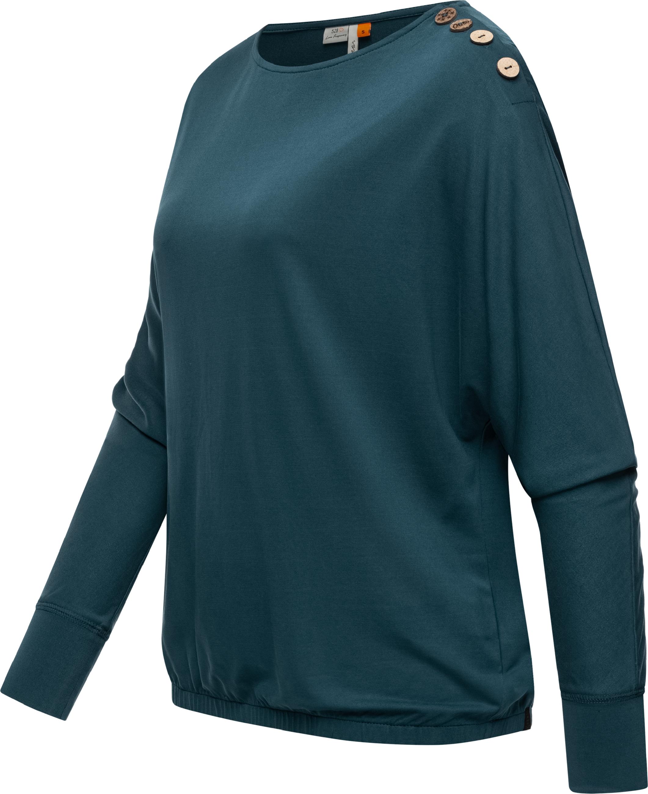 Leichtes Lamgarm-Shirt mit Knöpfen "Sedda" Petrol