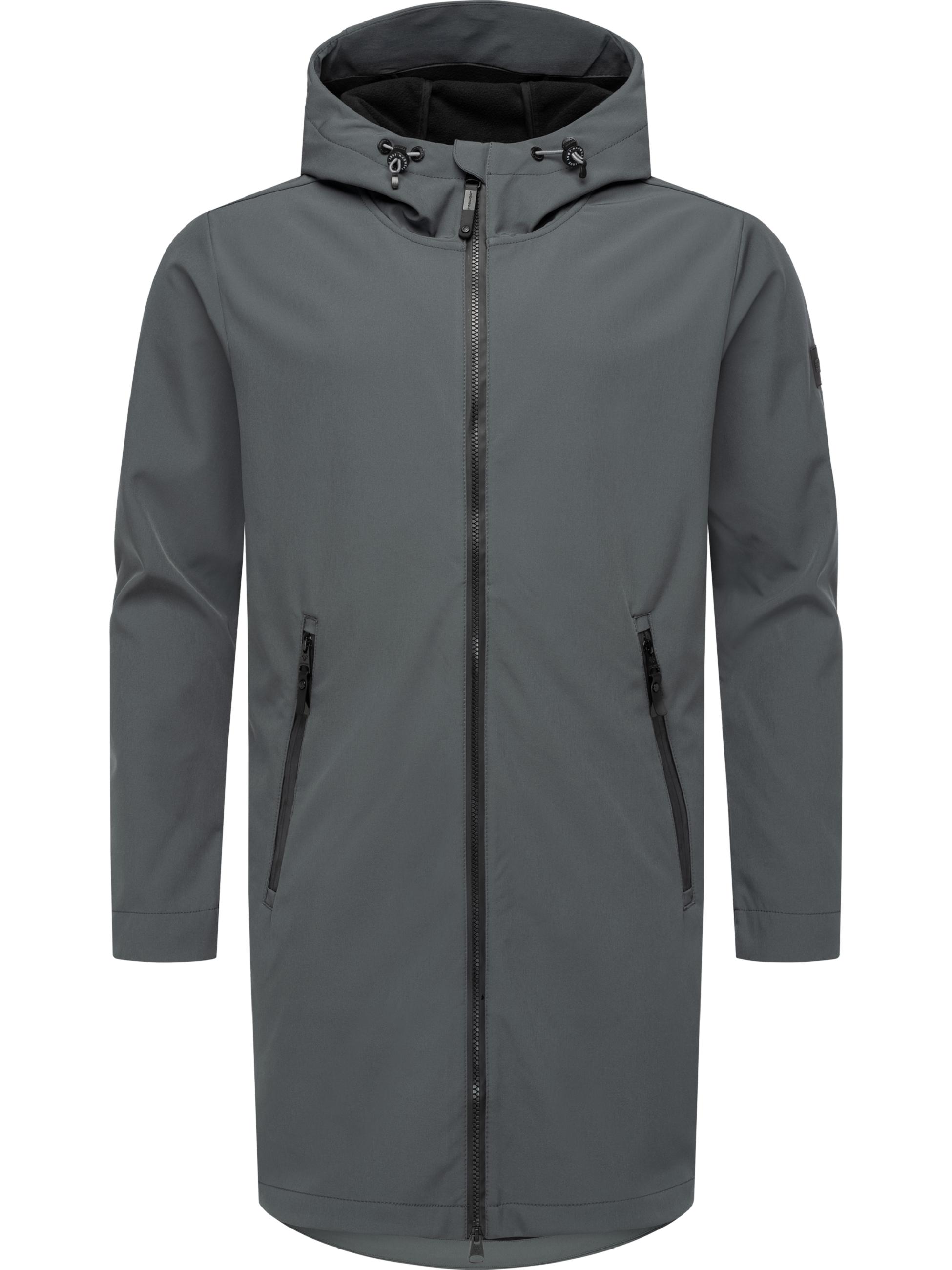 Lange Softshelljacke Softshellmantel mit Kapuze "Shellwie Long" Dark Grey