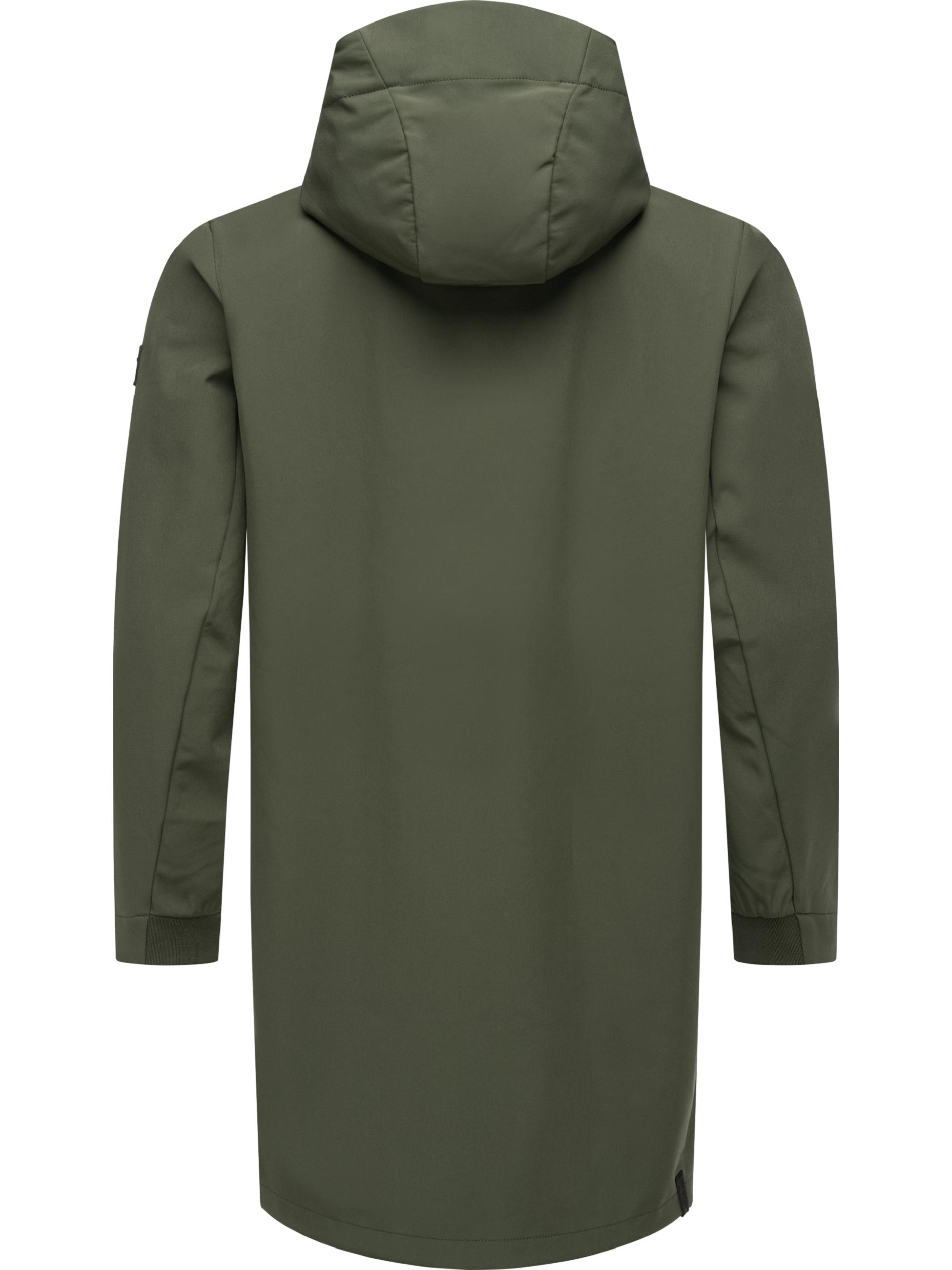 Lange Softshelljacke Softshellmantel mit Kapuze "Shellwie Long" Dark Olive