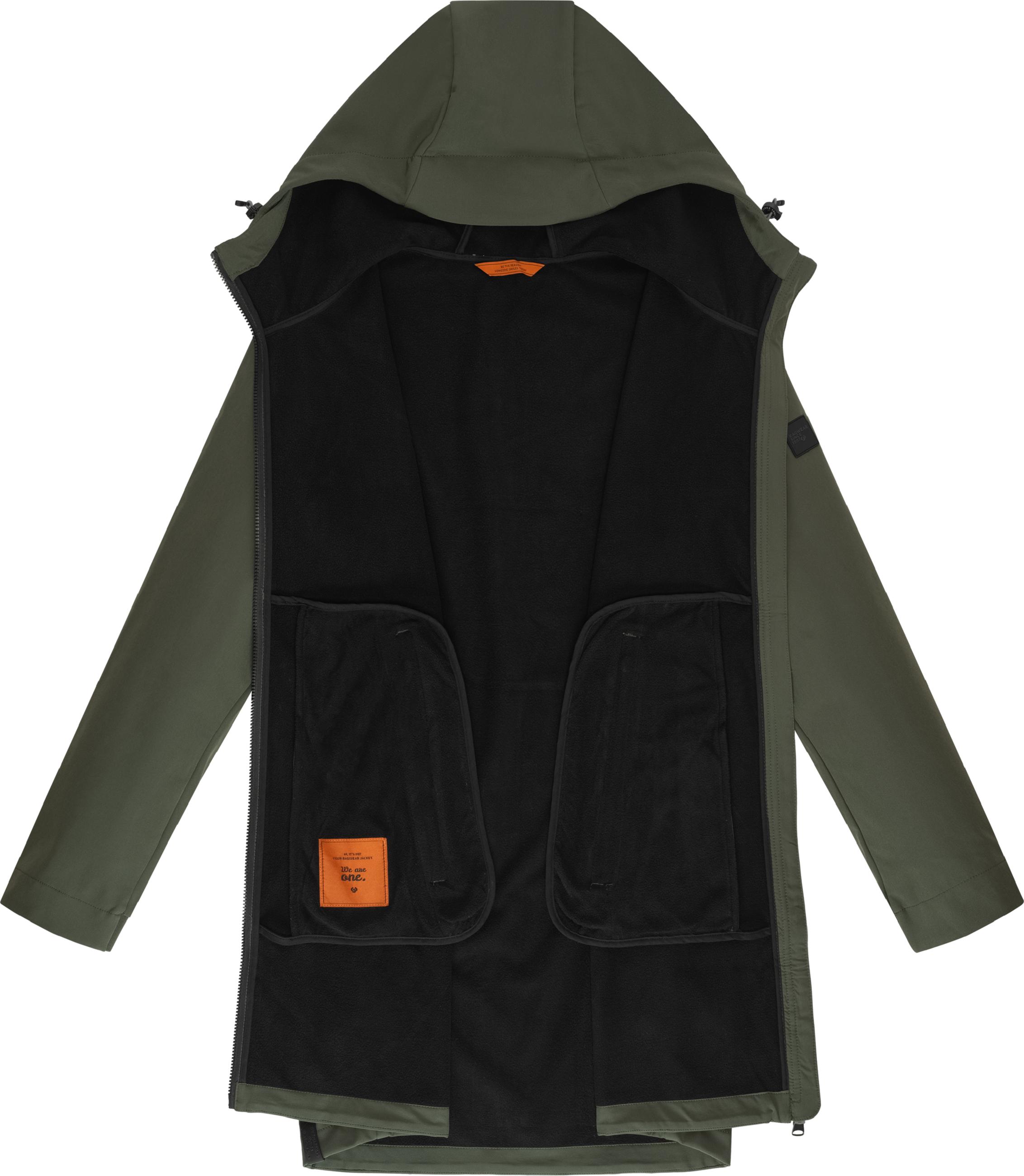 Lange Softshelljacke Softshellmantel mit Kapuze "Shellwie Long" Dark Olive