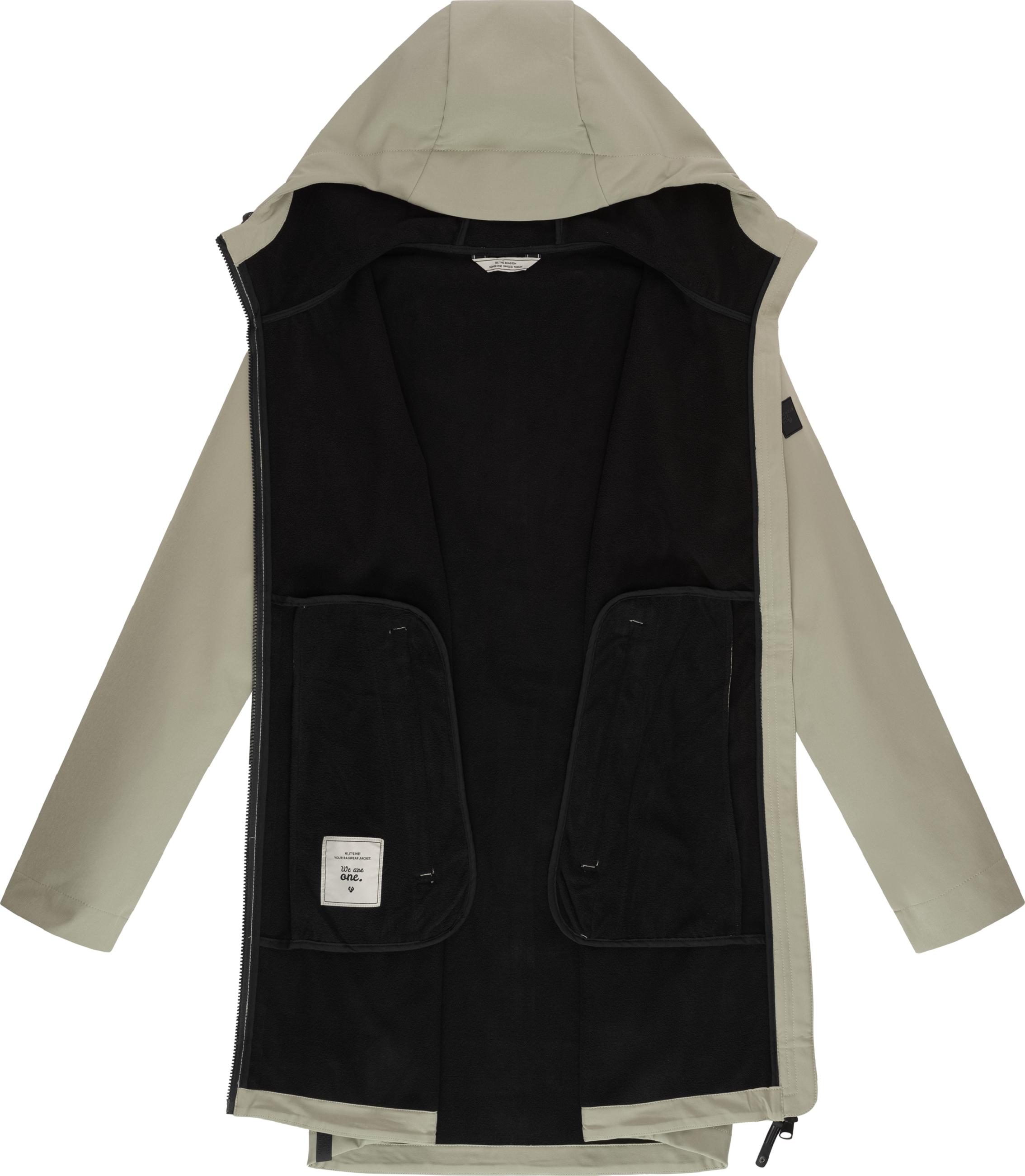 Lange wasserdichte Softshelljacke Softshellmantel mit Kapuze "Shellwie Long" Dusty Olive