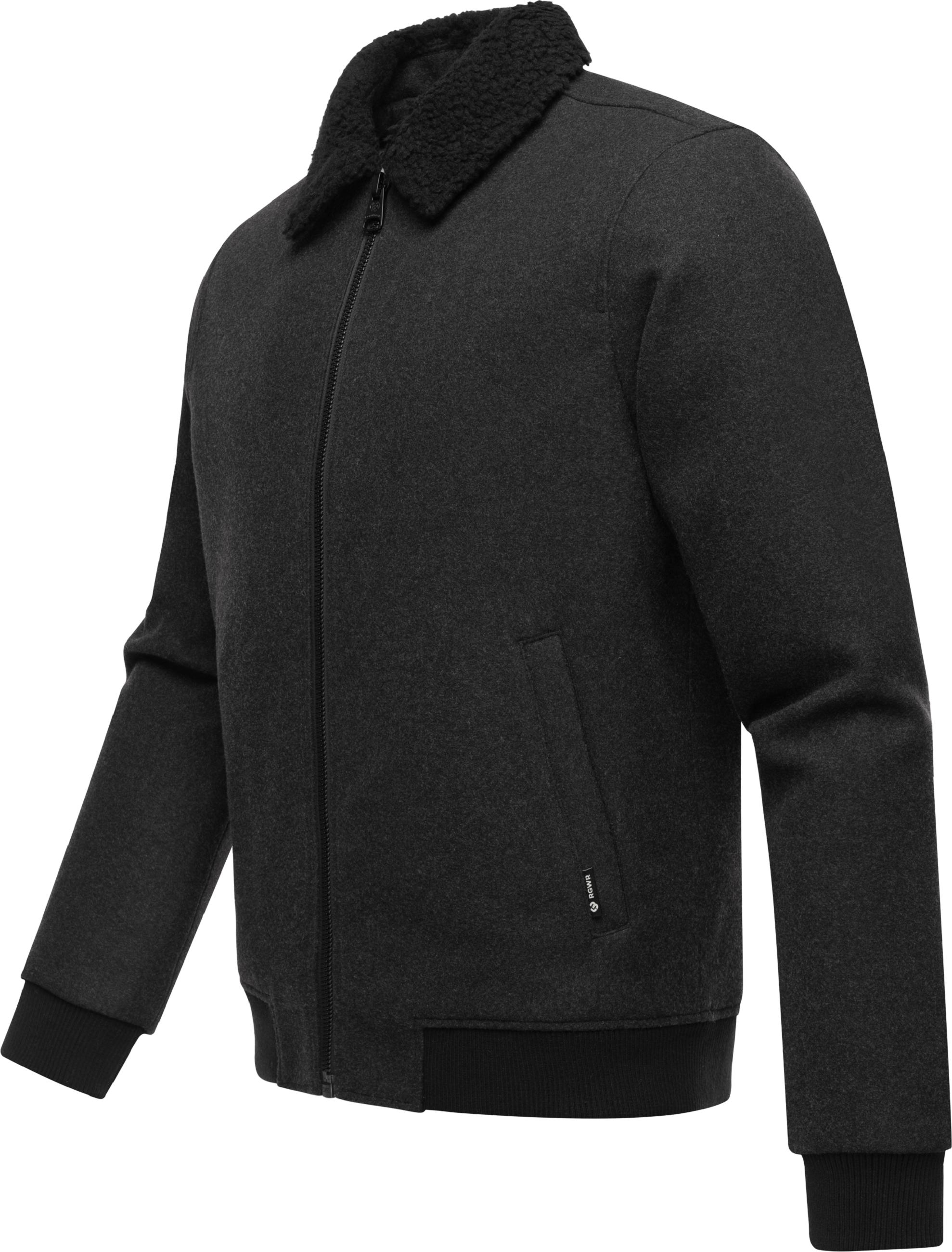 Warme Übergangsjacke in Woll-Optik mit kuscheligem Kragen "Sivval Felt" Dark Grey