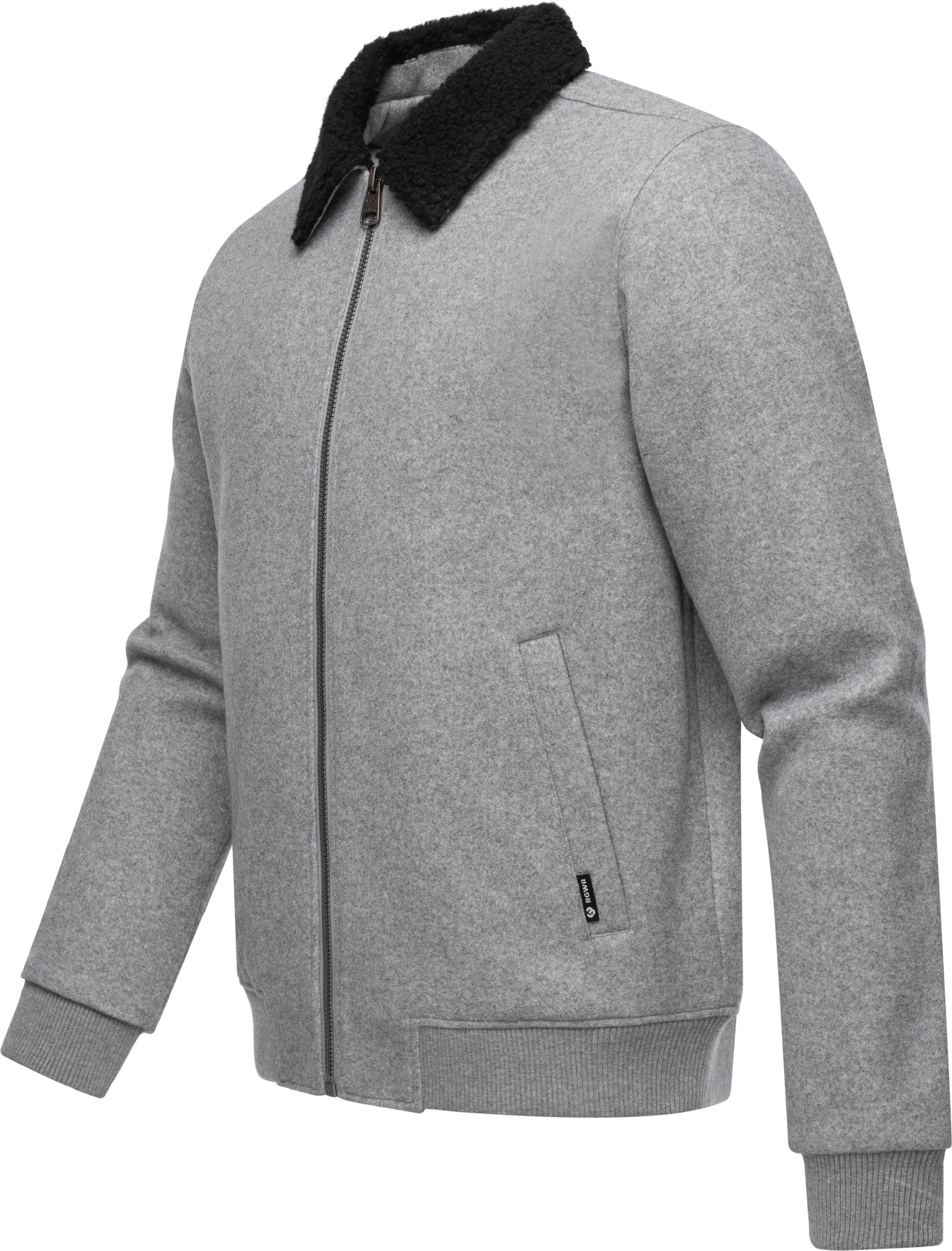 Warme Übergangsjacke in Woll-Optik mit kuscheligem Kragen "Sivval Felt" Light Grey