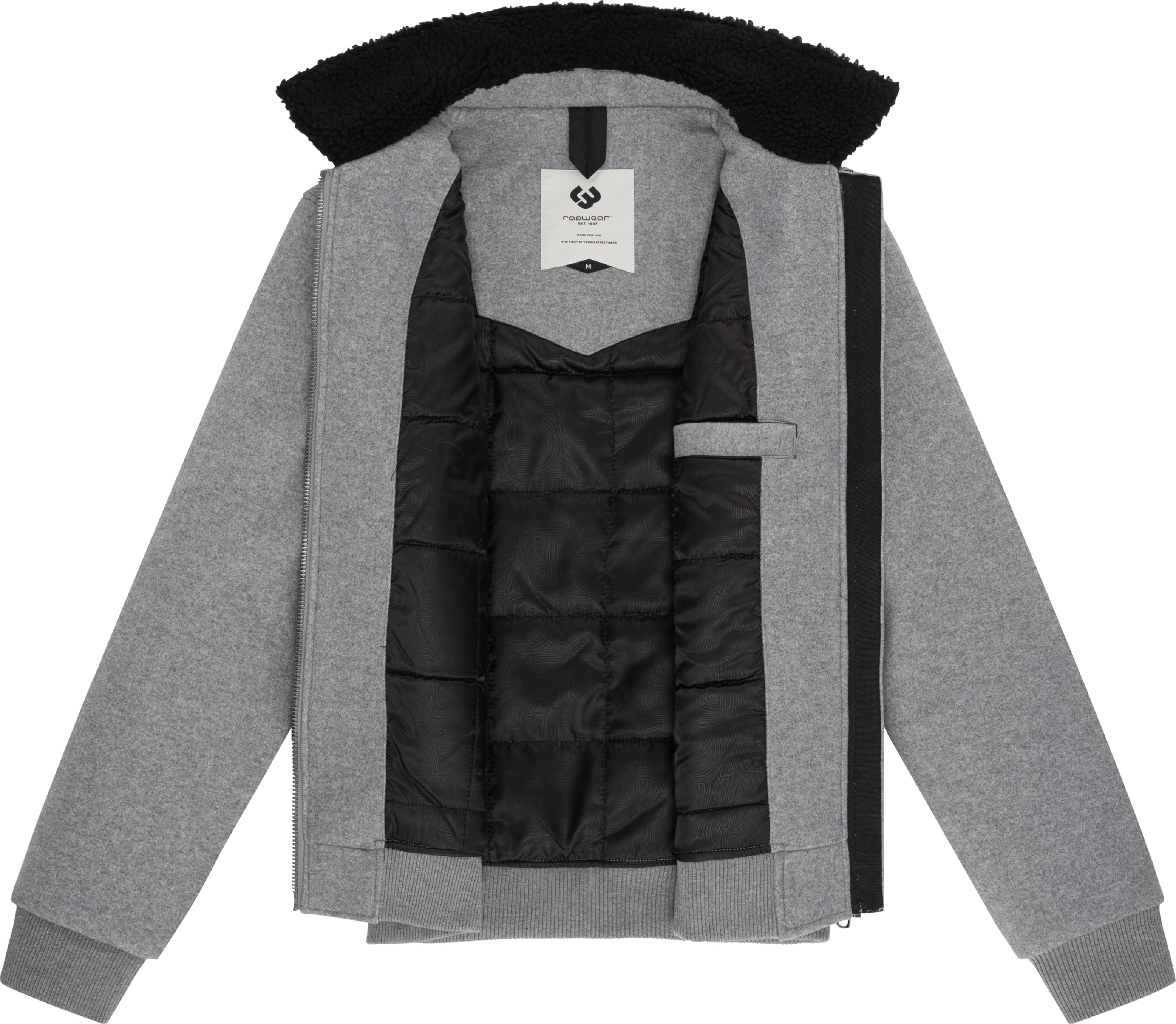 Warme Übergangsjacke in Woll-Optik mit kuscheligem Kragen "Sivval Felt" Light Grey