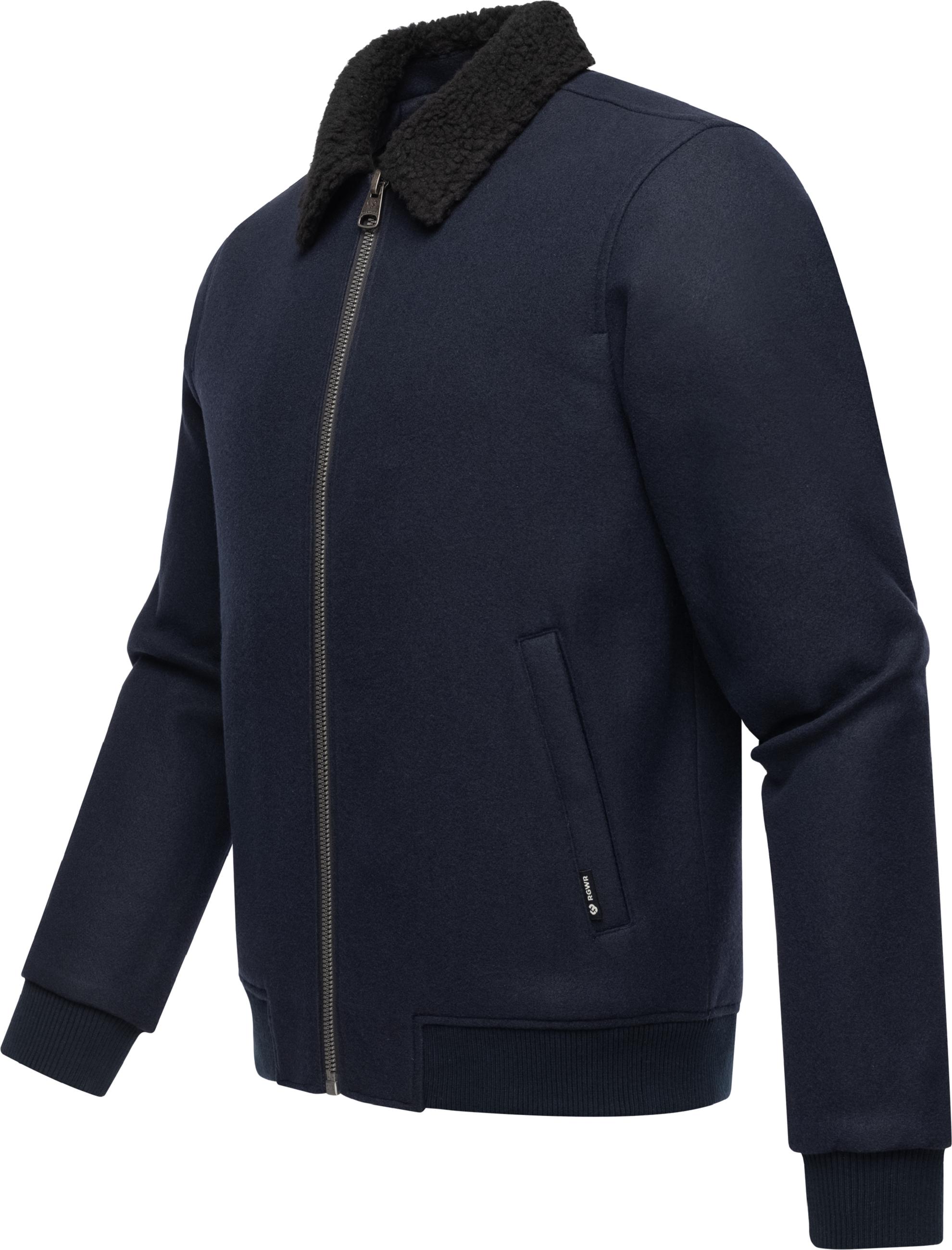 Warme Übergangsjacke in Woll-Optik mit kuscheligem Kragen "Sivval Felt" Navy