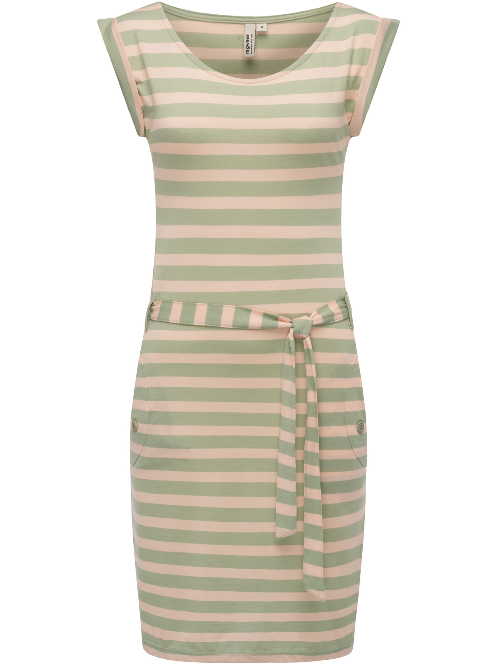 Gestreiftes Sommerkleid mit Taillenband "Tagg Stripes" Dusty Green