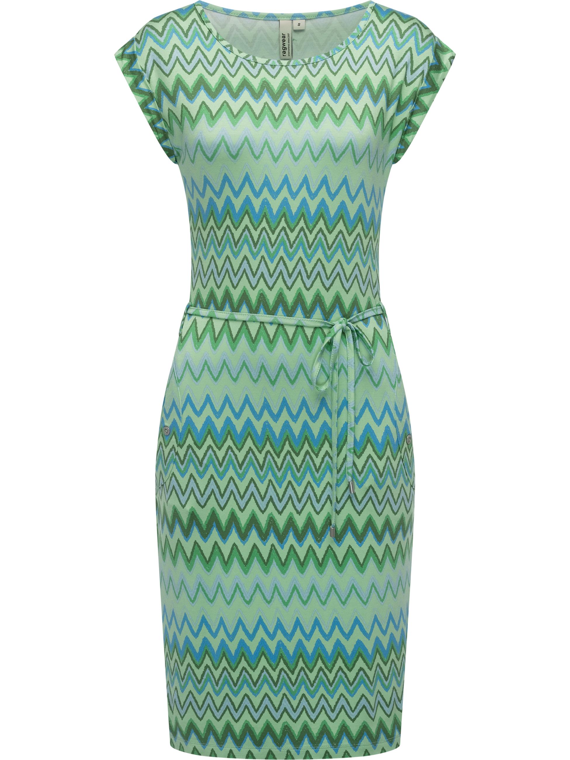 Bequemes Sommerkleid Kurzarm Midikleid "Taggien Print" Aqua