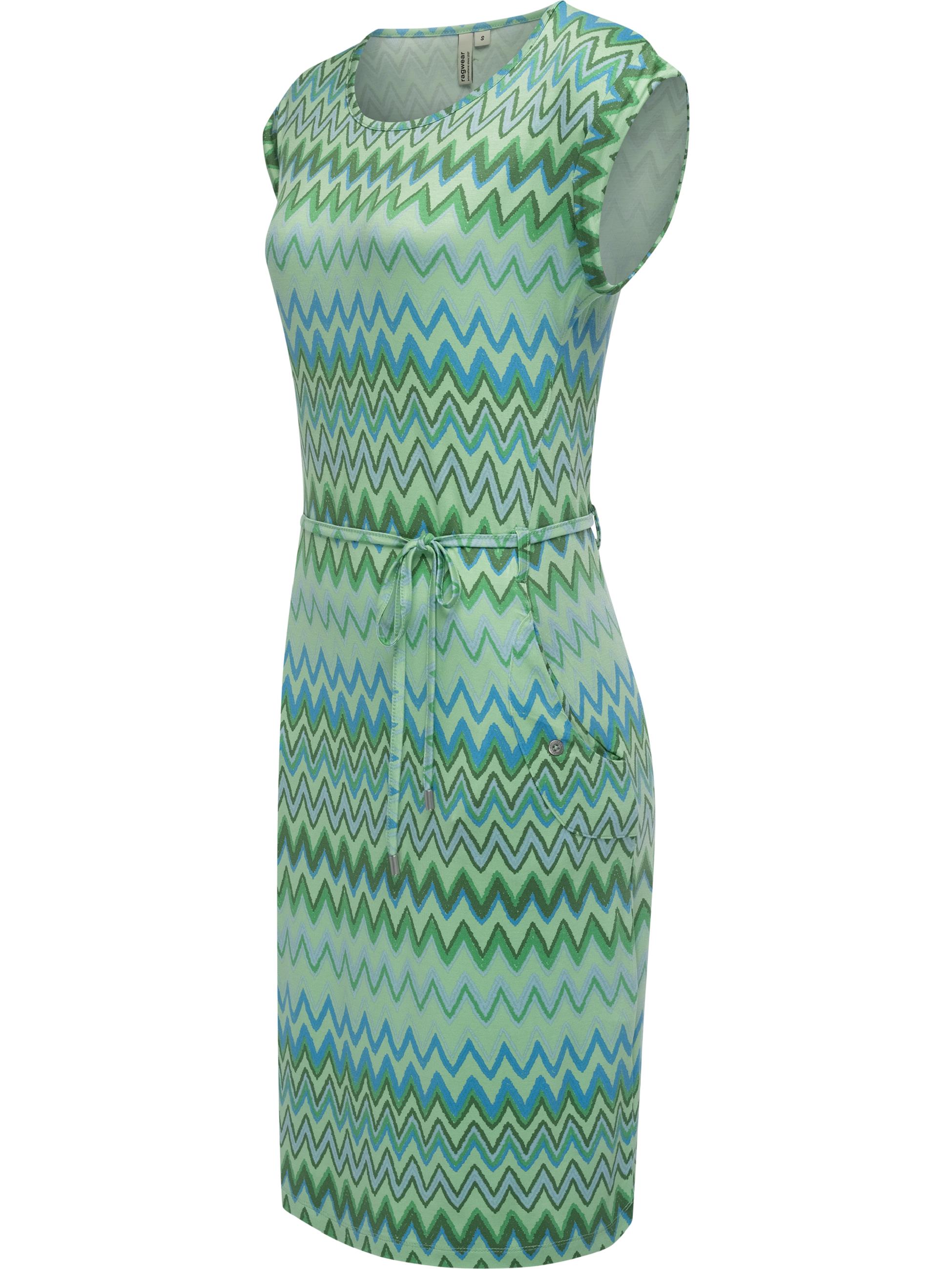 Bequemes Sommerkleid Kurzarm Midikleid "Taggien Print" Aqua