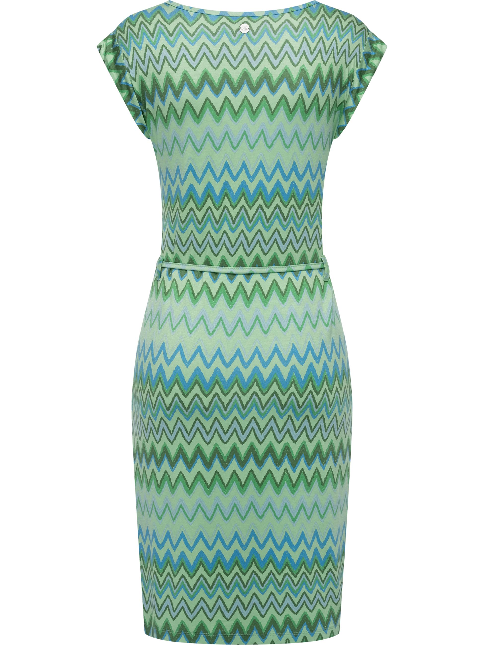 Bequemes Sommerkleid Kurzarm Midikleid "Taggien Print" Aqua