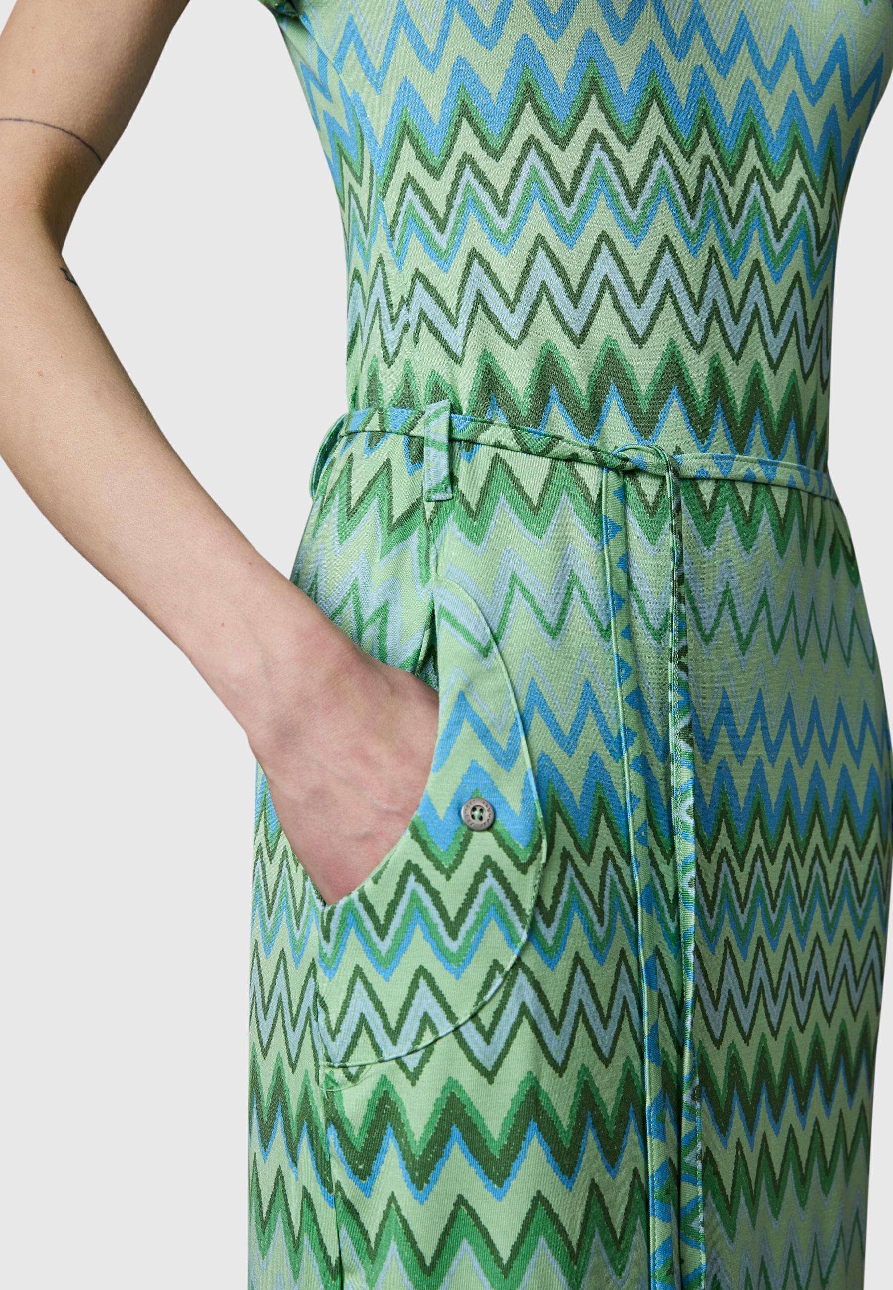 Bequemes Sommerkleid Kurzarm Midikleid "Taggien Print" Aqua