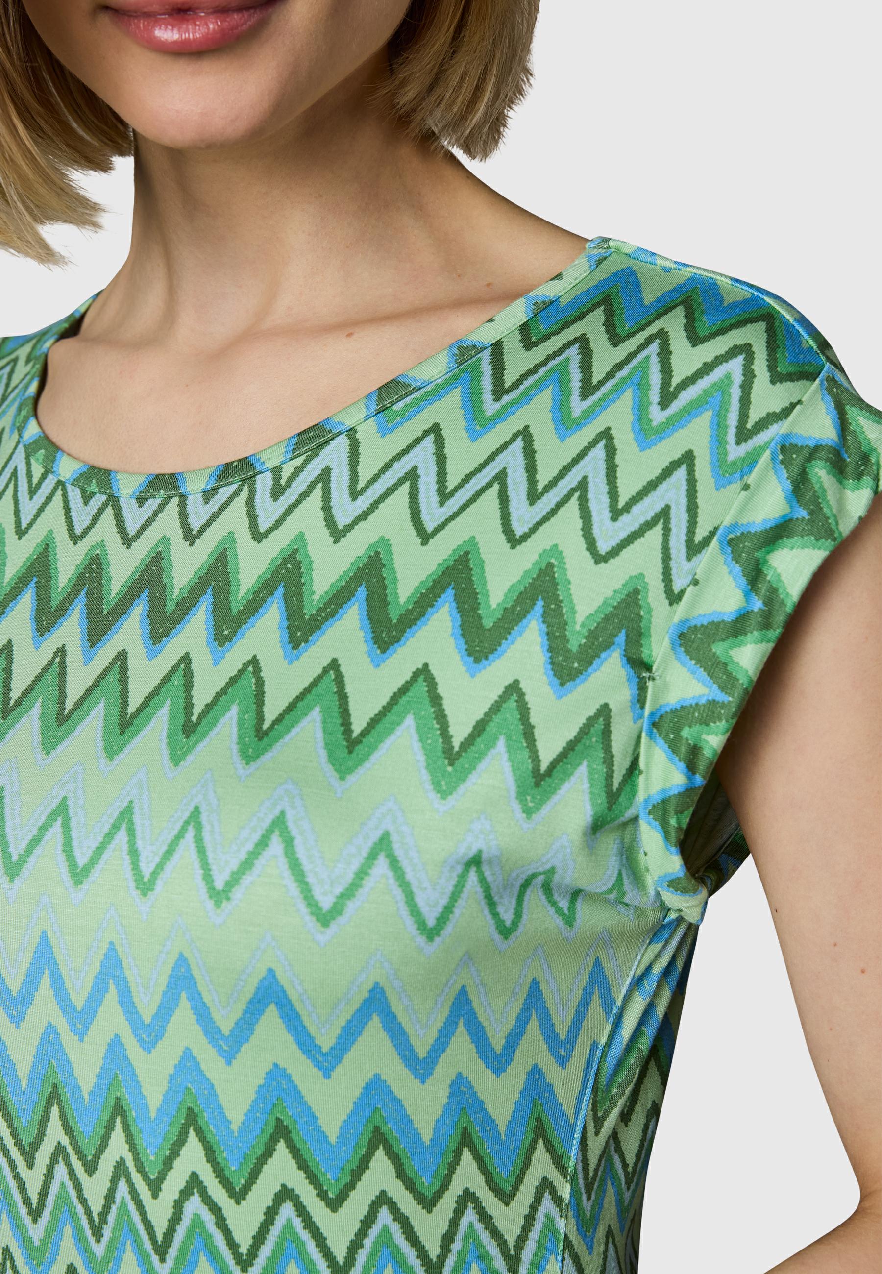 Bequemes Sommerkleid Kurzarm Midikleid "Taggien Print" Aqua