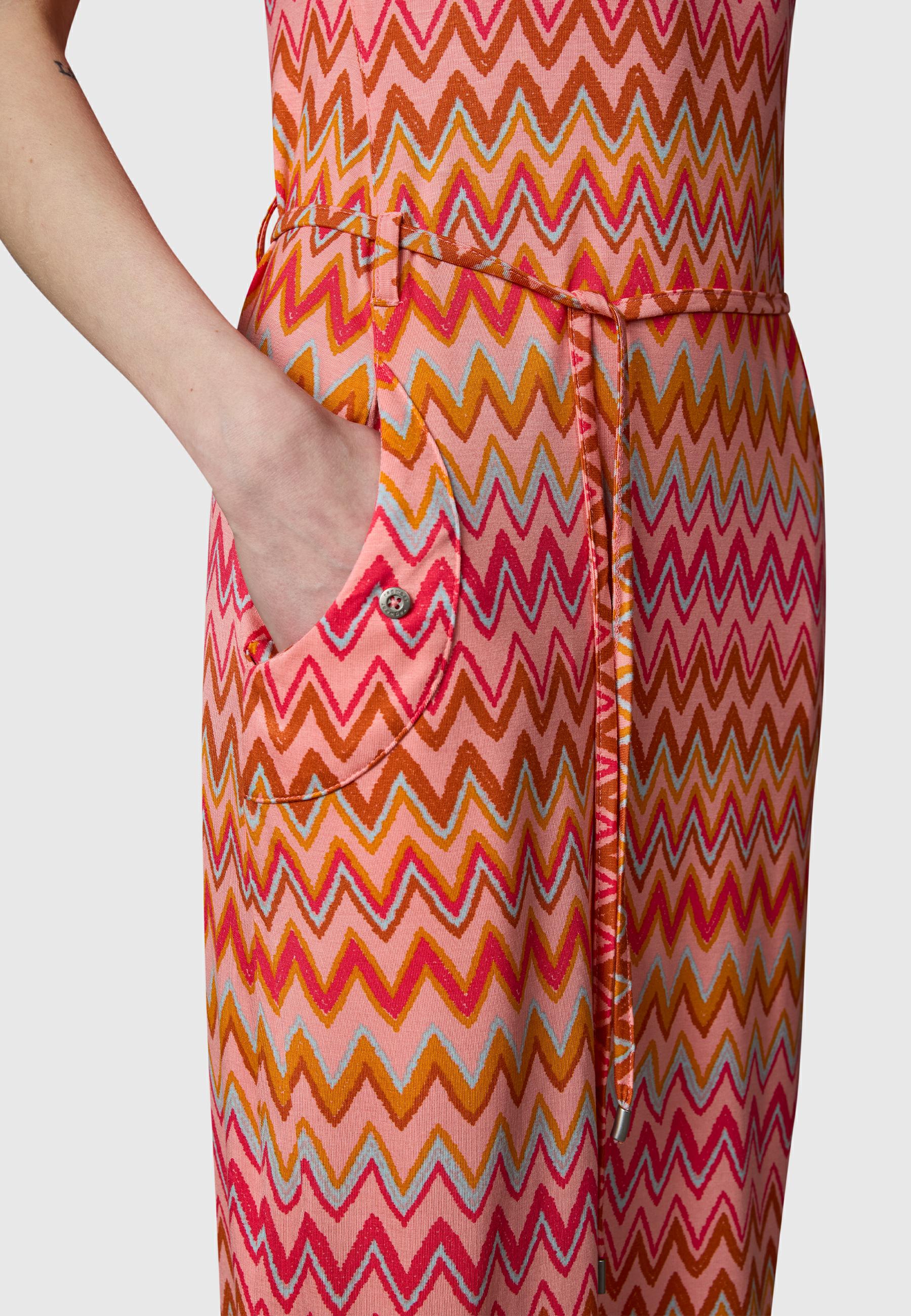 Bequemes Sommerkleid Kurzarm Midikleid "Taggien Print" Peach