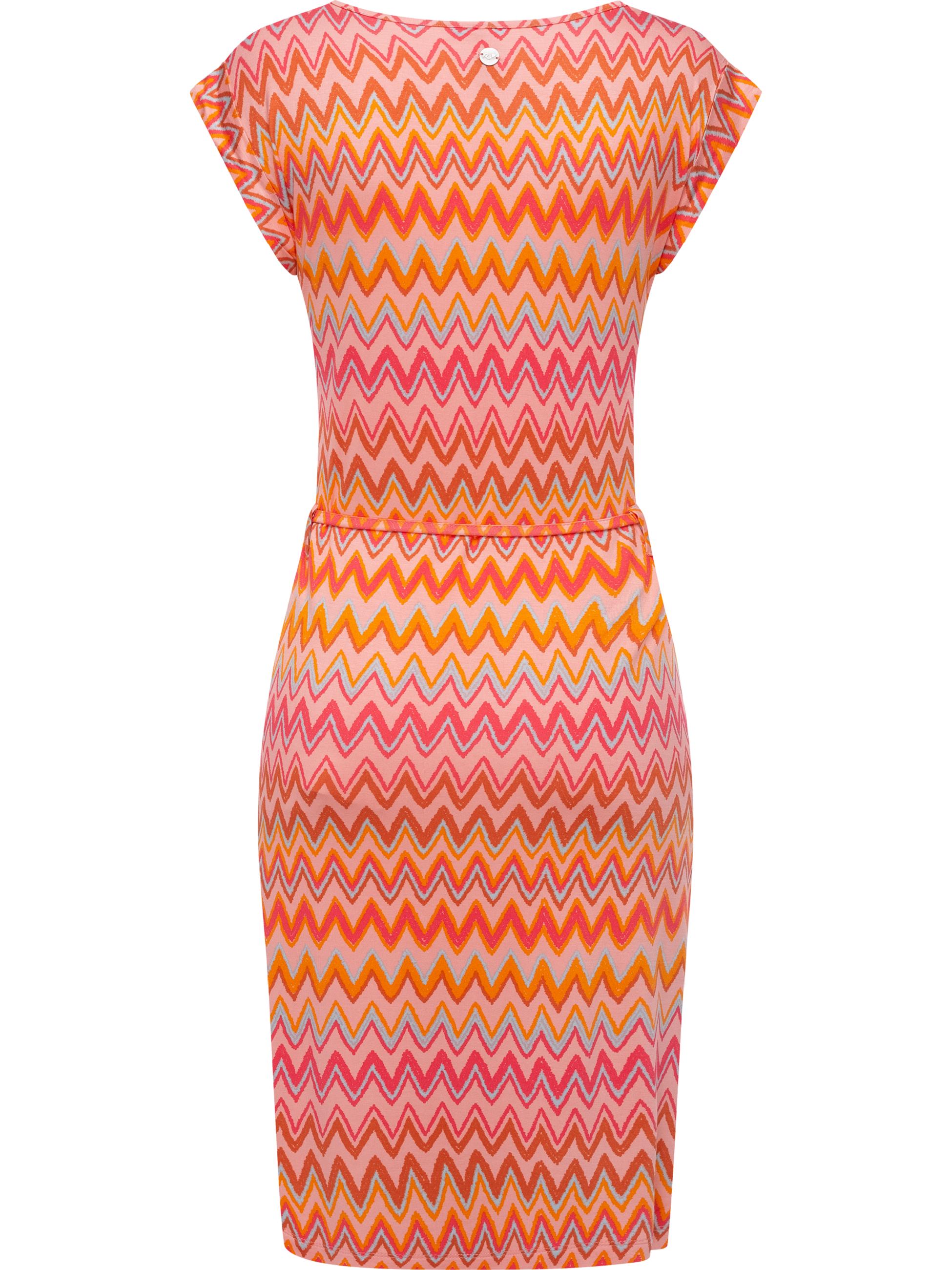 Bequemes Sommerkleid Kurzarm Midikleid "Taggien Print" Peach