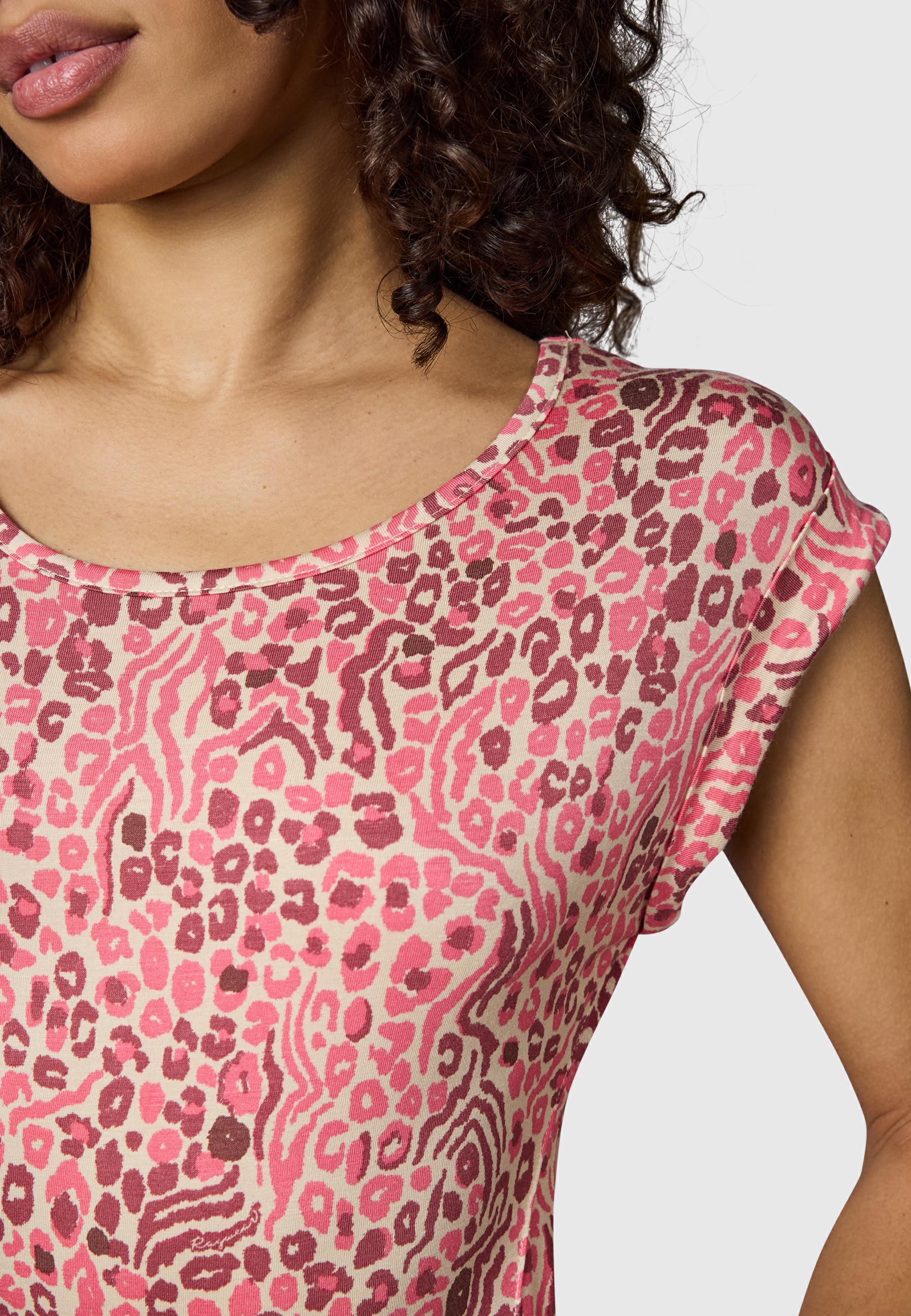 Bequemes Sommerkleid Kurzarm Midikleid "Taggien Print" Pink26