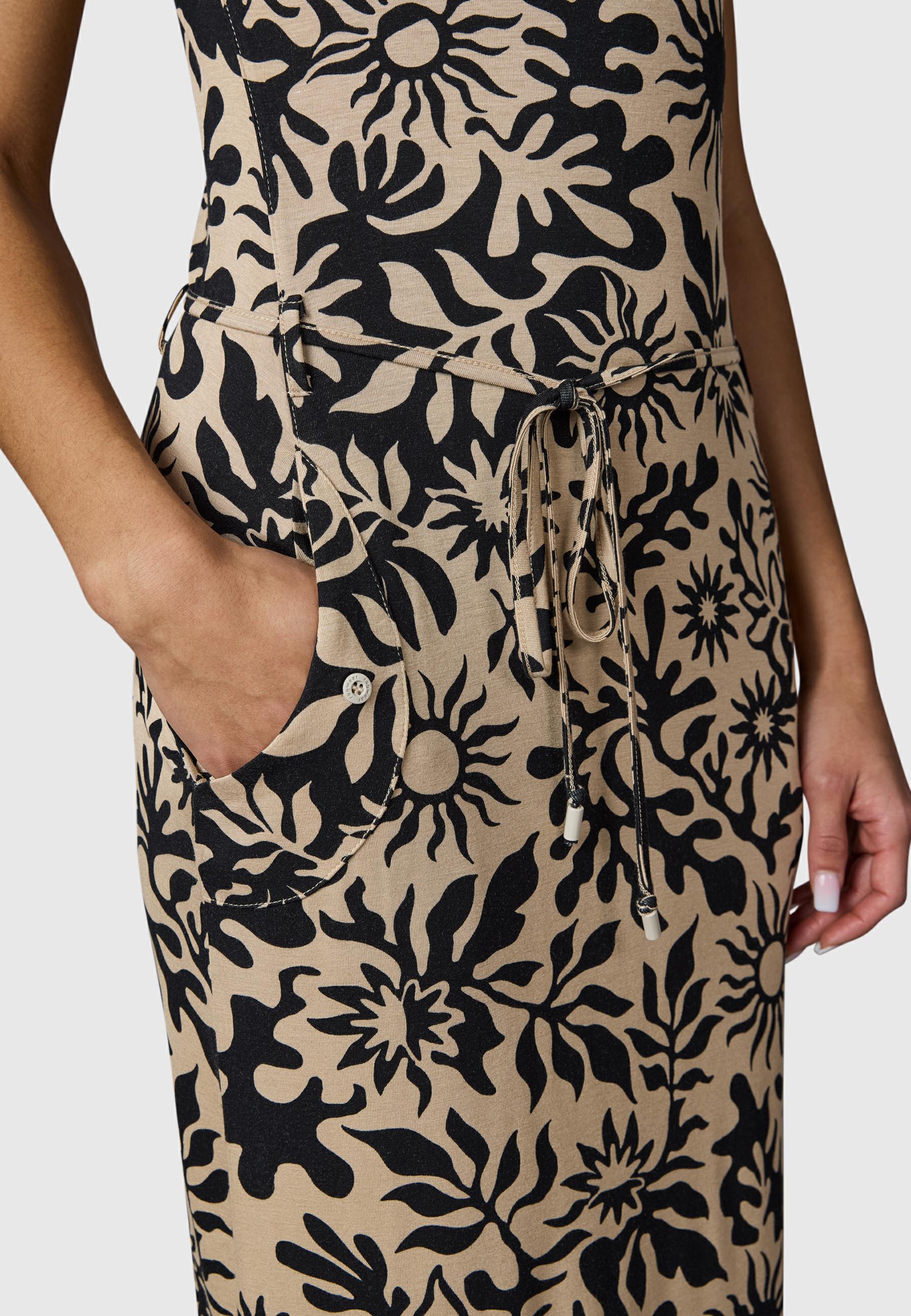 Bequemes Sommerkleid Kurzarm Midikleid "Taggien Print" Sand26