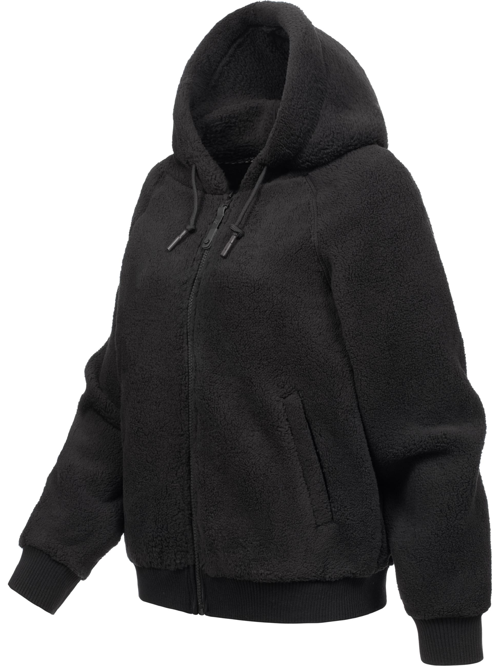 Warme Plüschjacke mit Kapuze "Taliana" Black