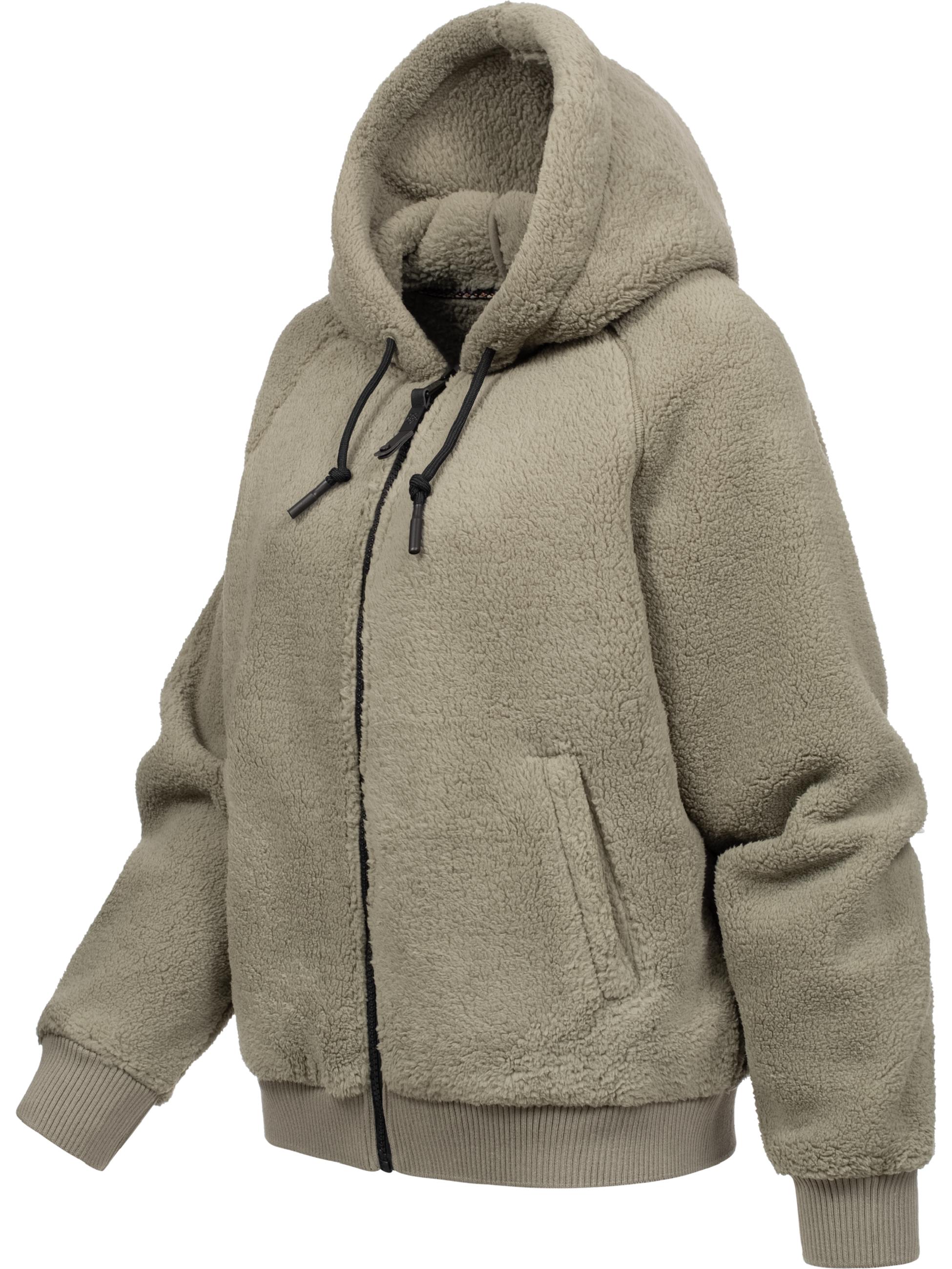 Warme Plüschjacke mit Kapuze "Taliana" Dusty Olive