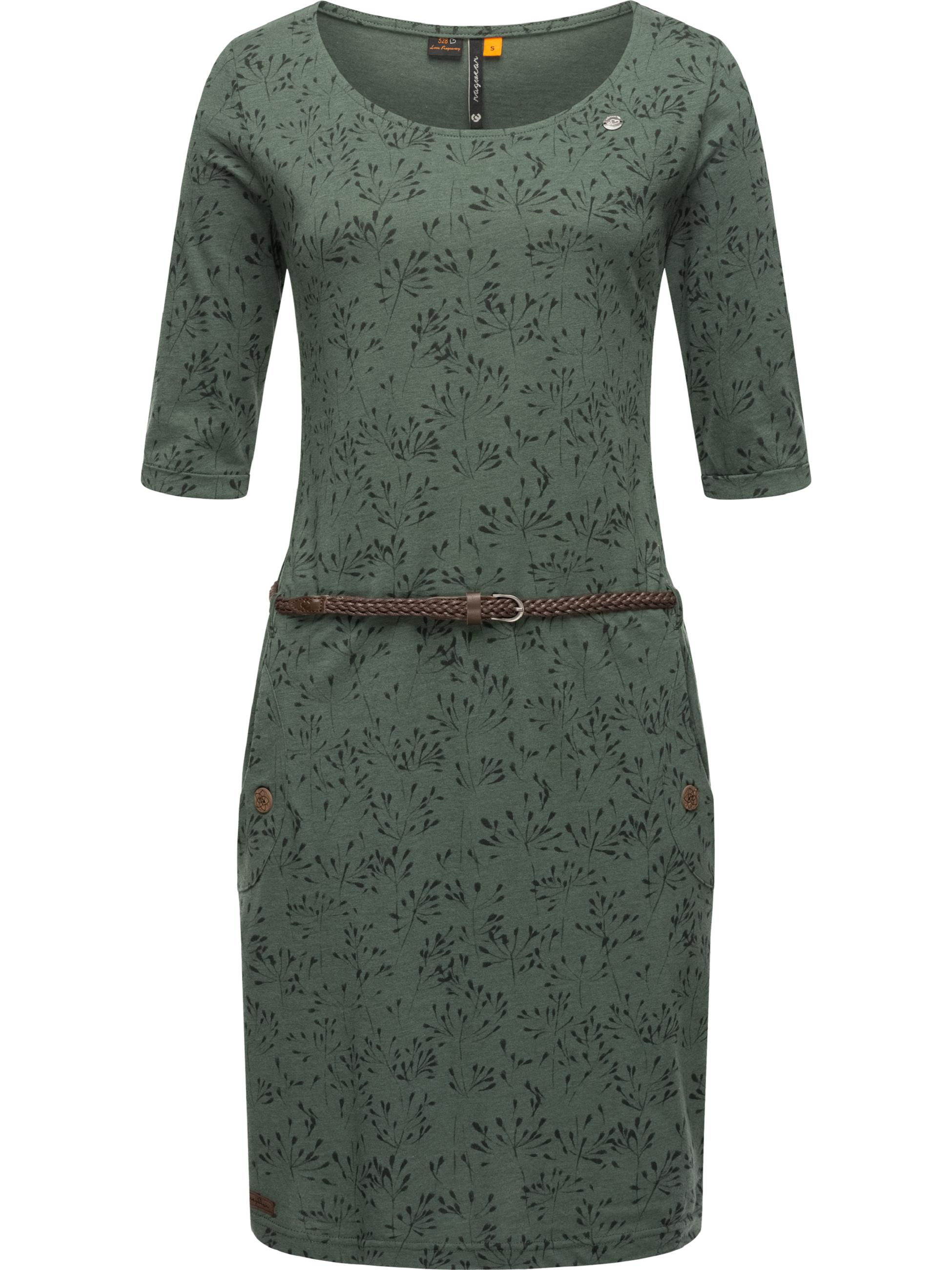 Kleid mit Taillengürtel 'Tannya Flowery' Pine Green