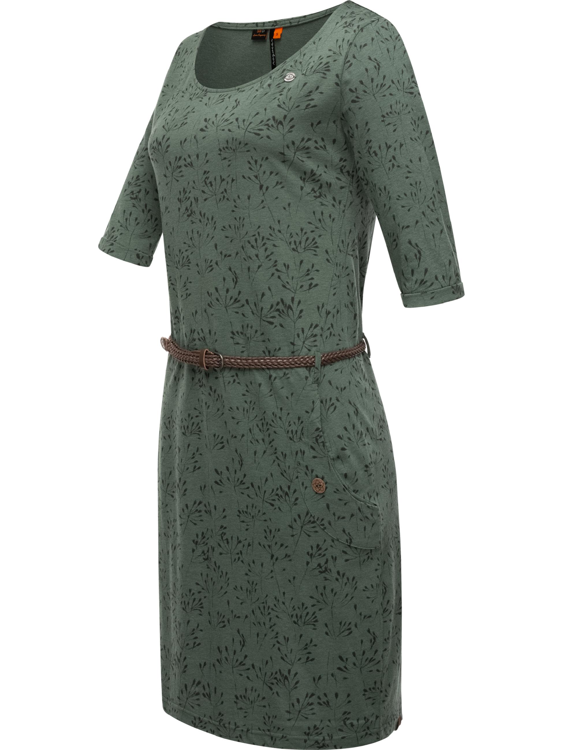 Kleid mit Taillengürtel 'Tannya Flowery' Pine Green