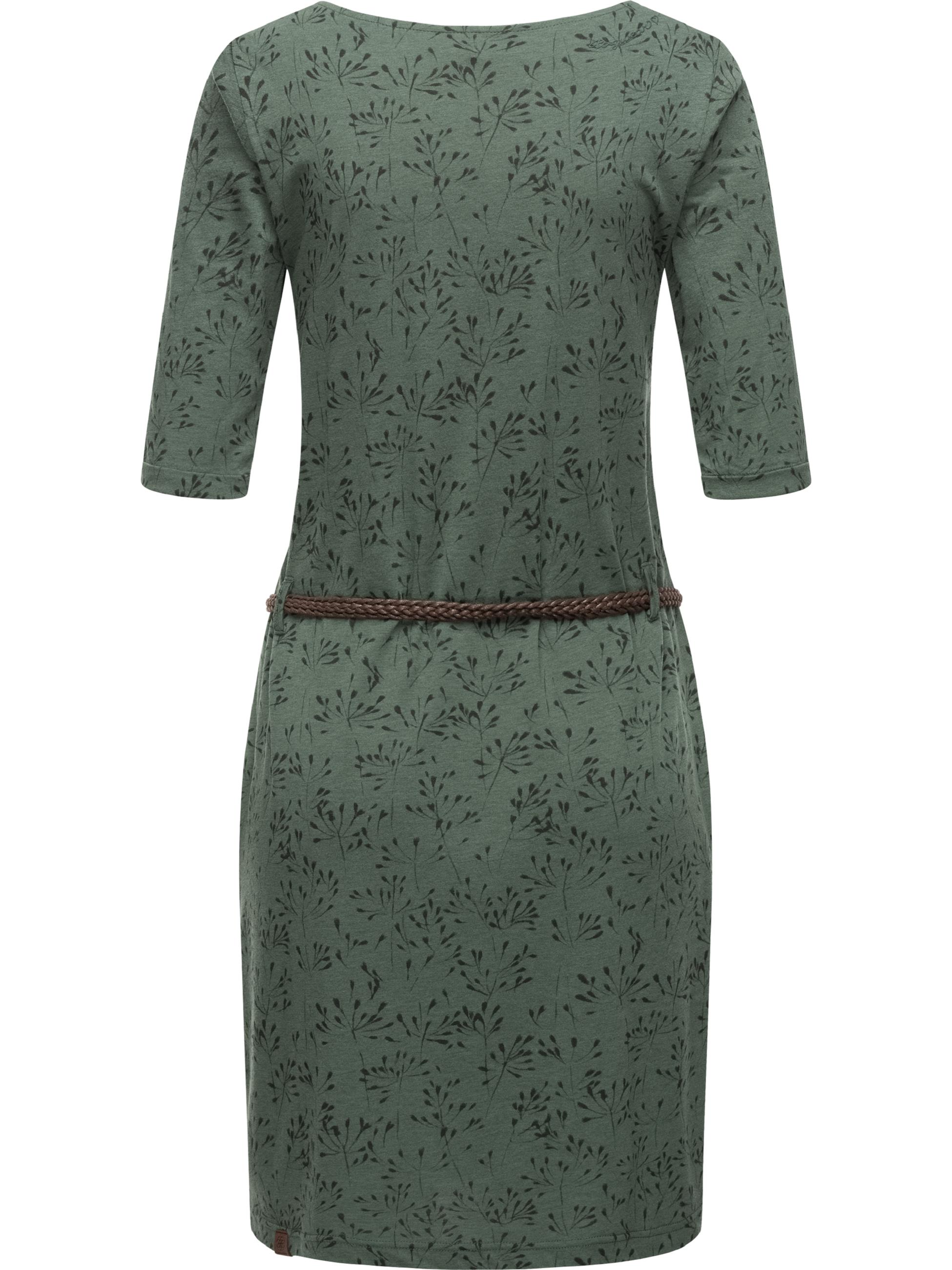 Kleid mit Taillengürtel 'Tannya Flowery' Pine Green