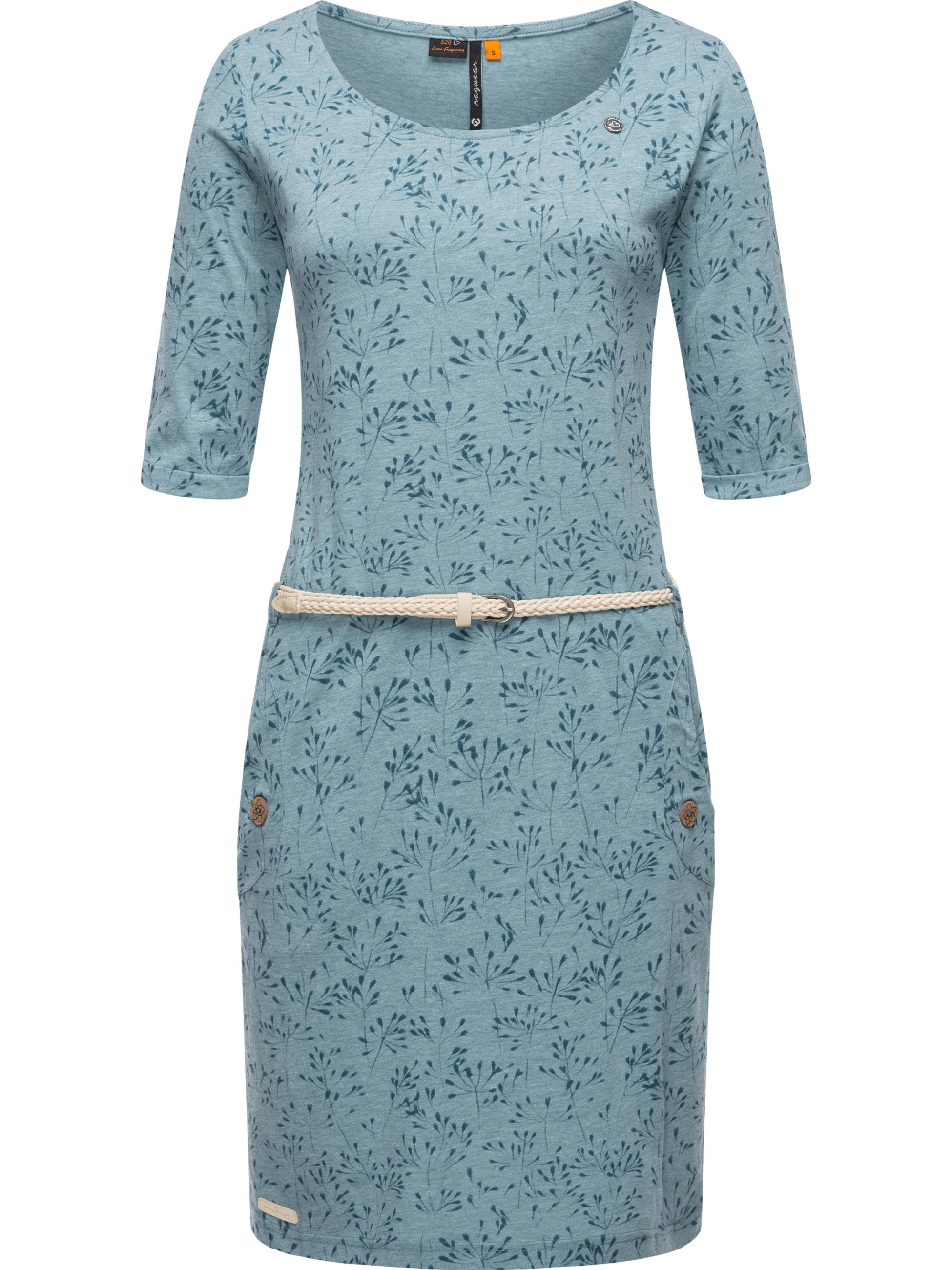 Kleid mit Taillengürtel 'Tannya Flowery' Stone Blue