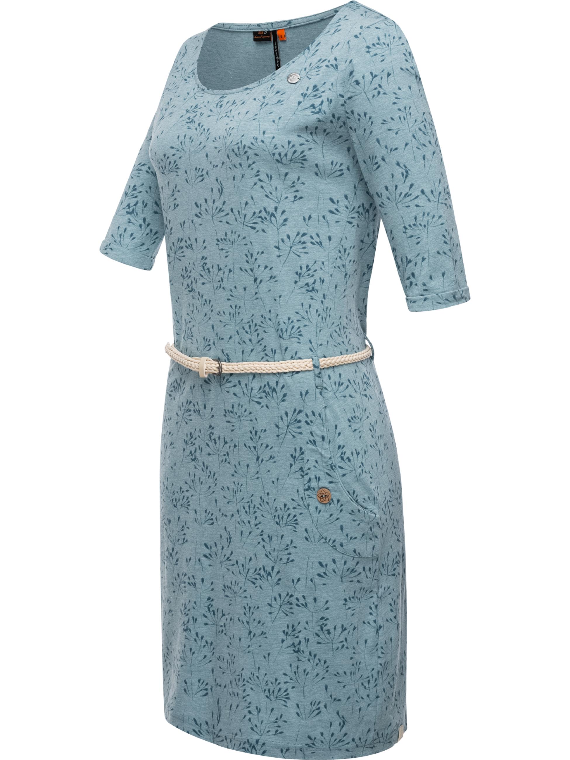 Kleid mit Taillengürtel 'Tannya Flowery' Stone Blue