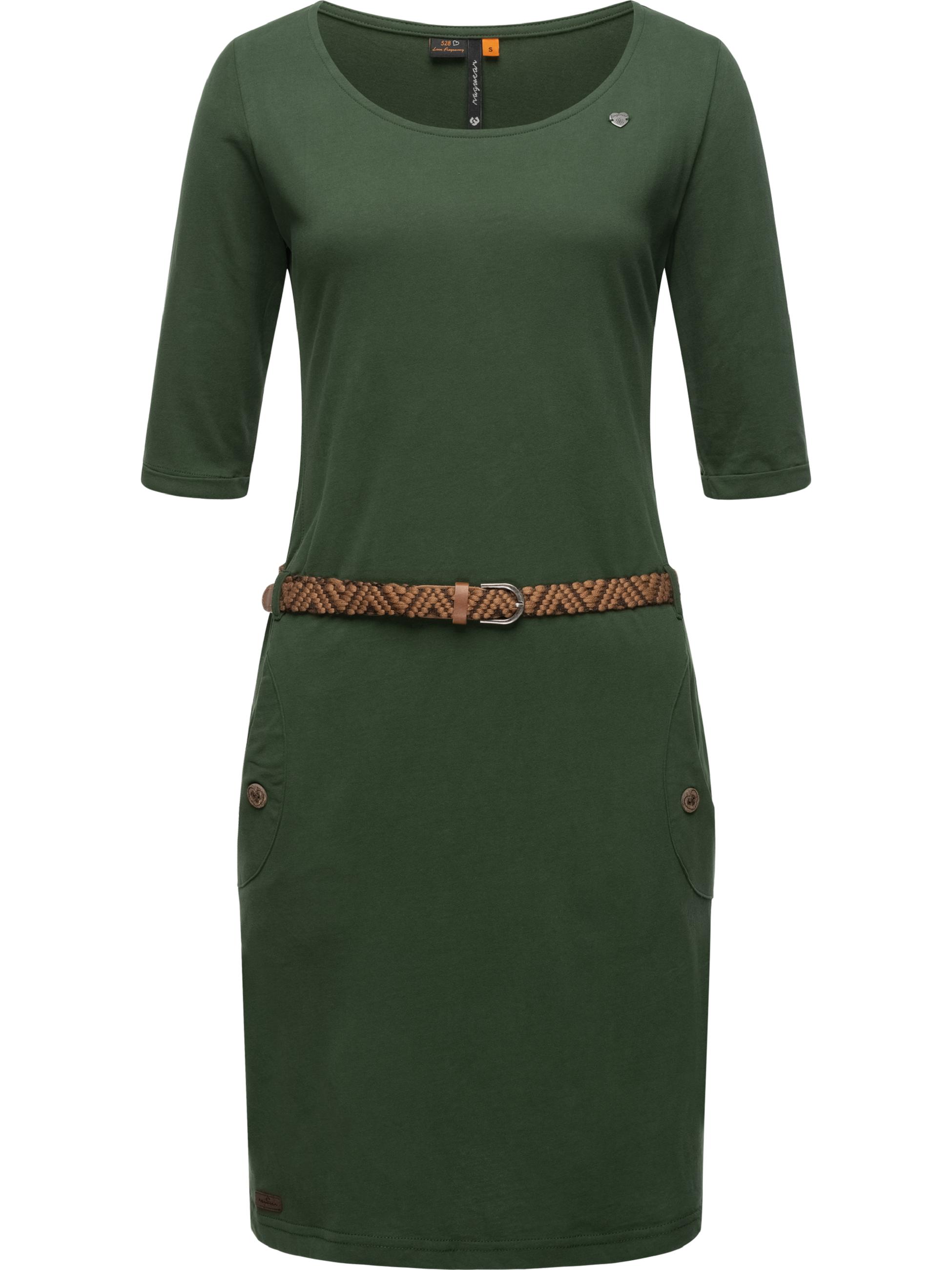  Süßes Shirtkleid mit Taschen "Tannya Solid" Dark Olive