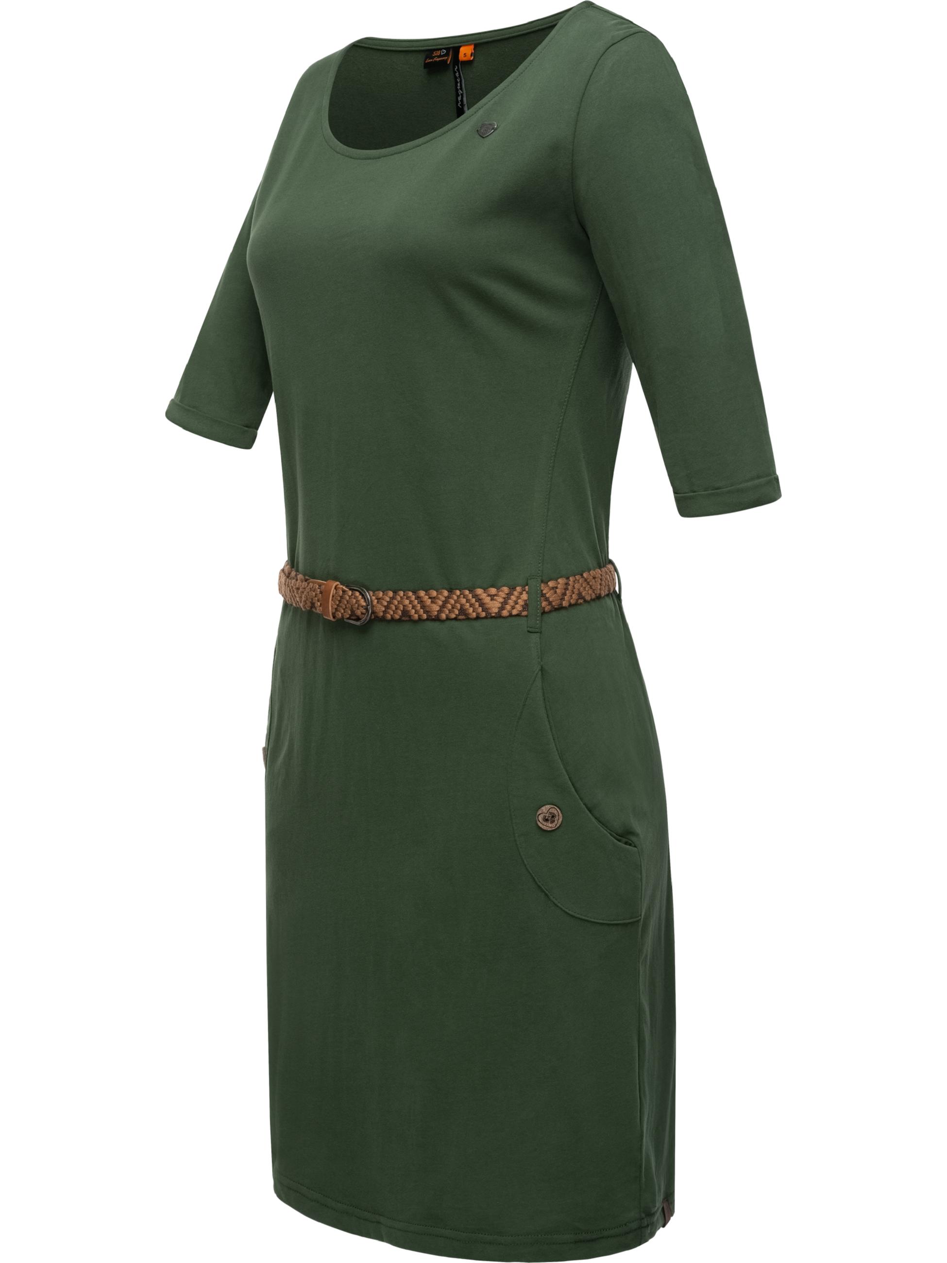  Süßes Shirtkleid mit Taschen "Tannya Solid" Dark Olive