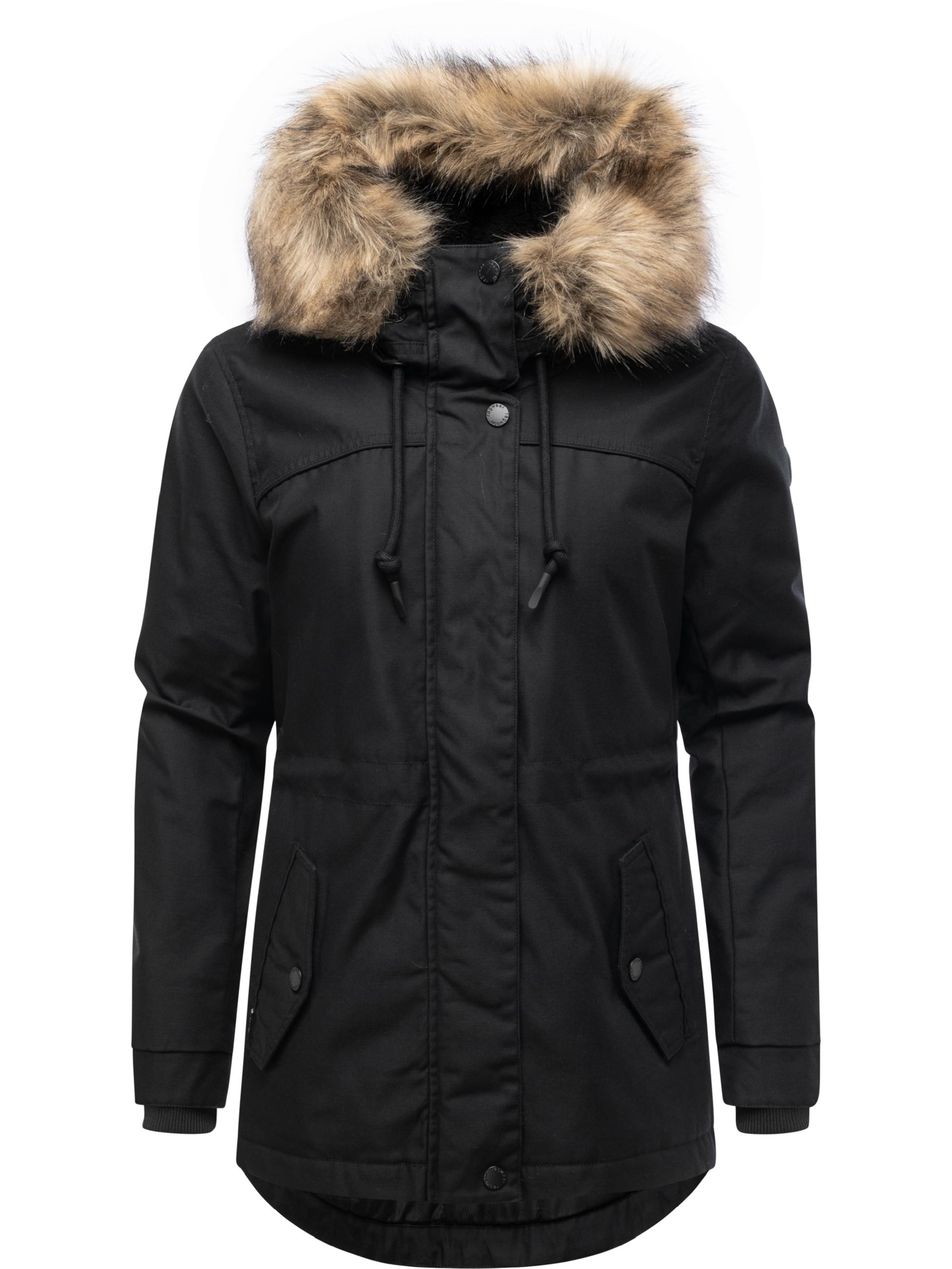 Winterjacke mit abnehmbarem Kunstfell "Tawny Short YOUMODO" Black