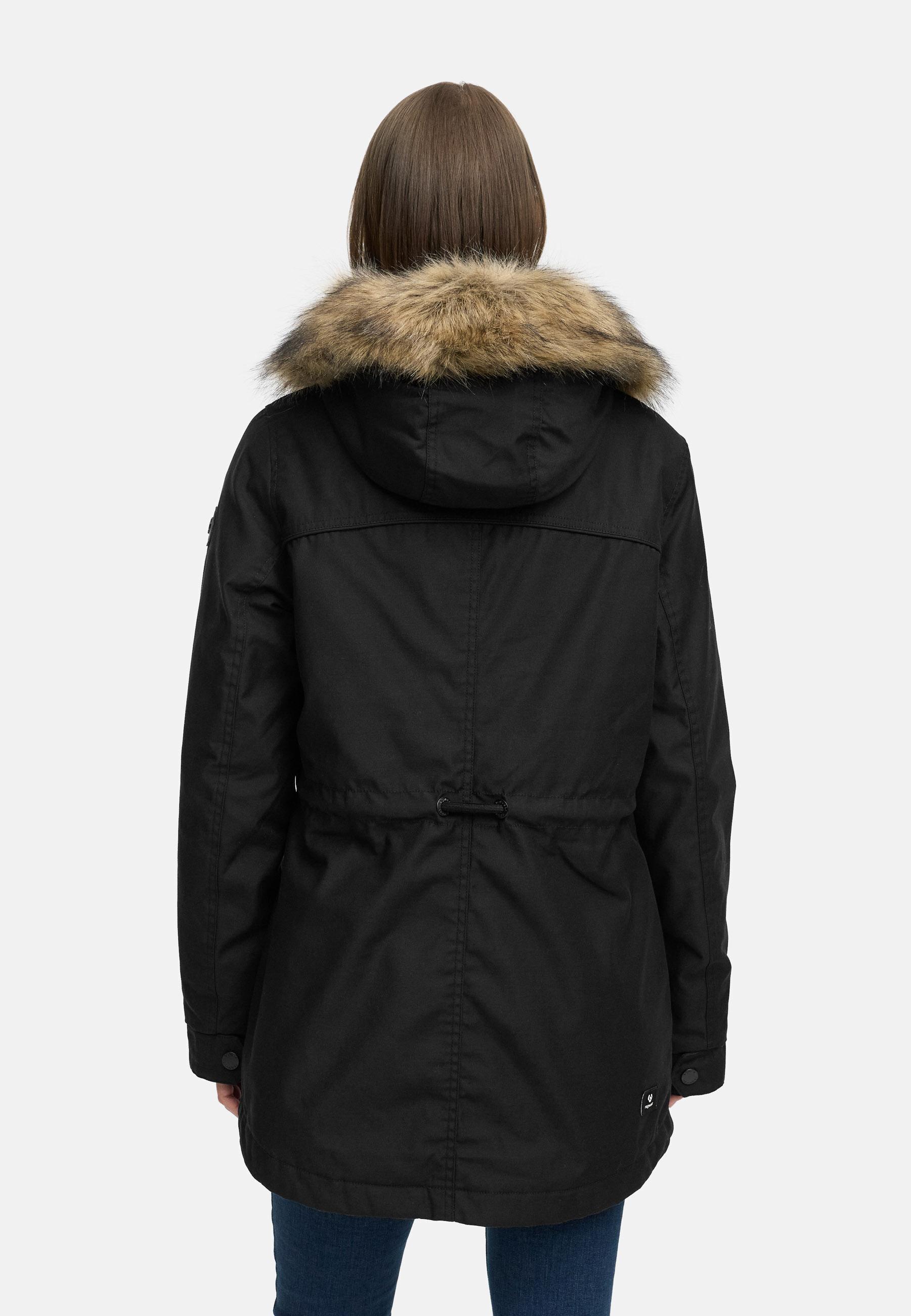 Winterjacke mit abnehmbarem Kunstfell "Tawny Short YOUMODO" Black