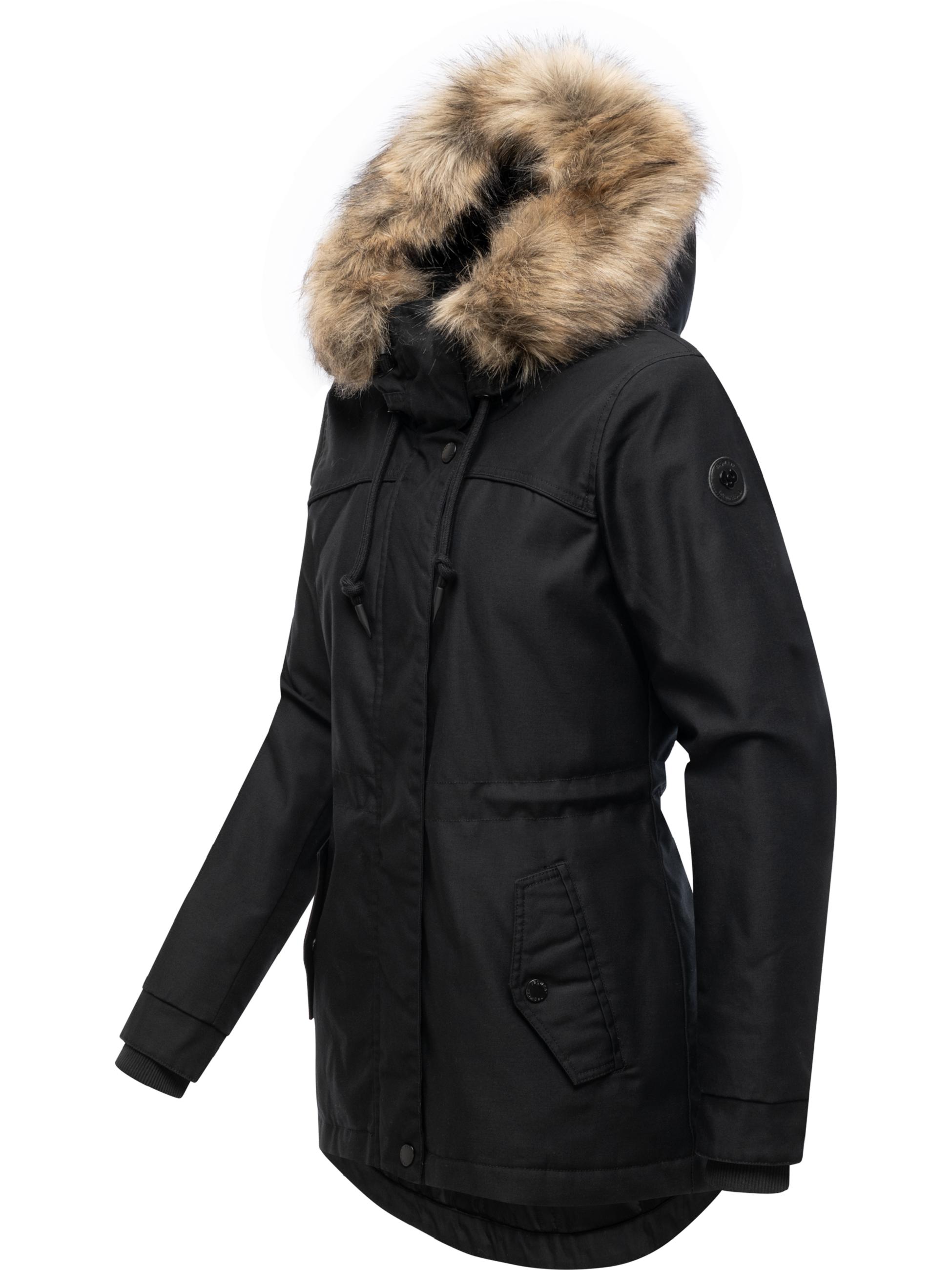 Winterjacke mit abnehmbarem Kunstfell "Tawny Short YOUMODO" Black