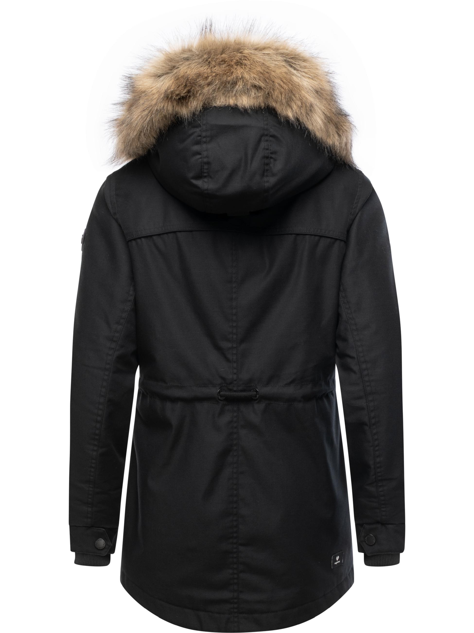 Winterjacke mit abnehmbarem Kunstfell "Tawny Short YOUMODO" Black