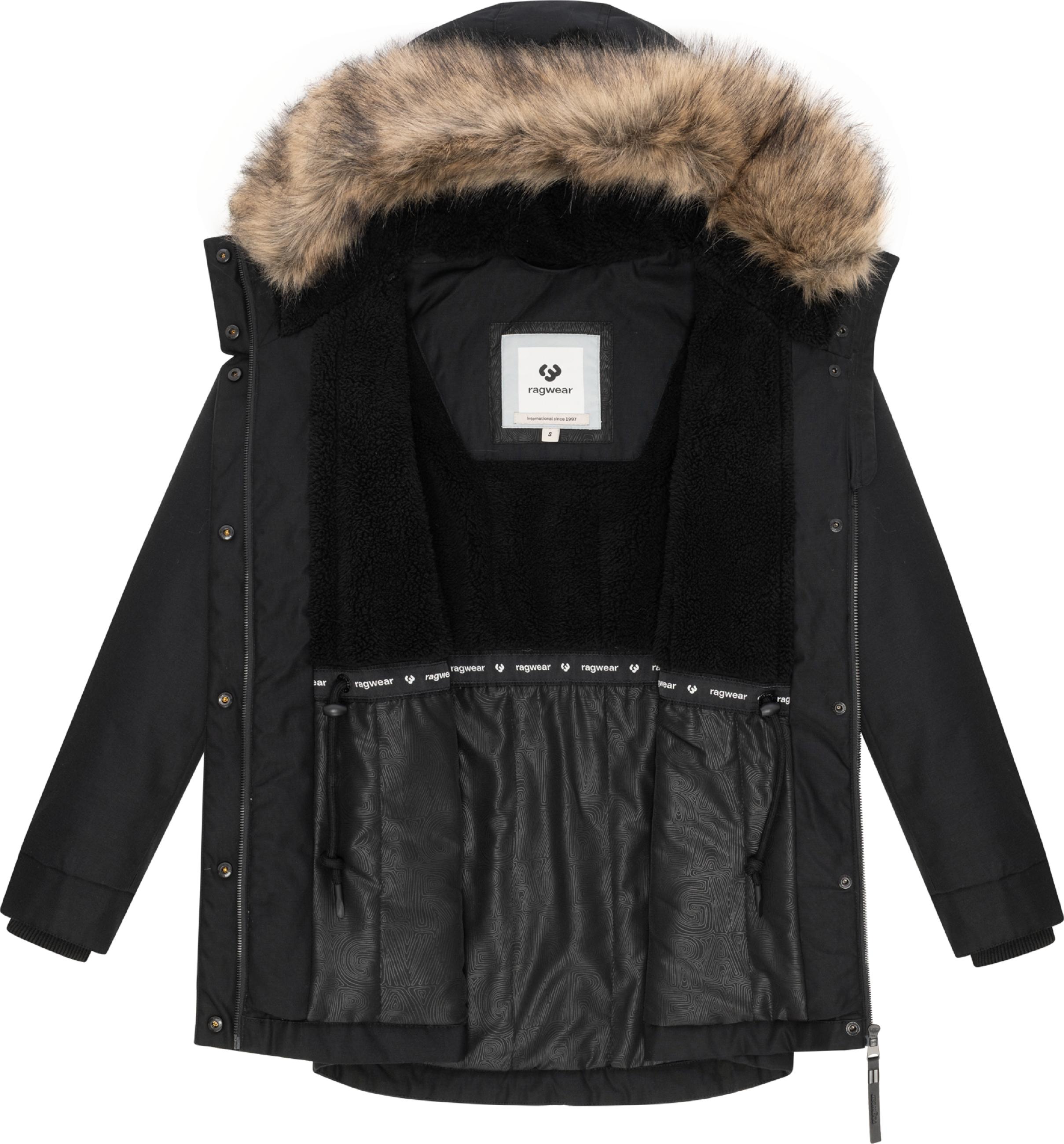 Winterjacke mit abnehmbarem Kunstfell "Tawny Short YOUMODO" Black